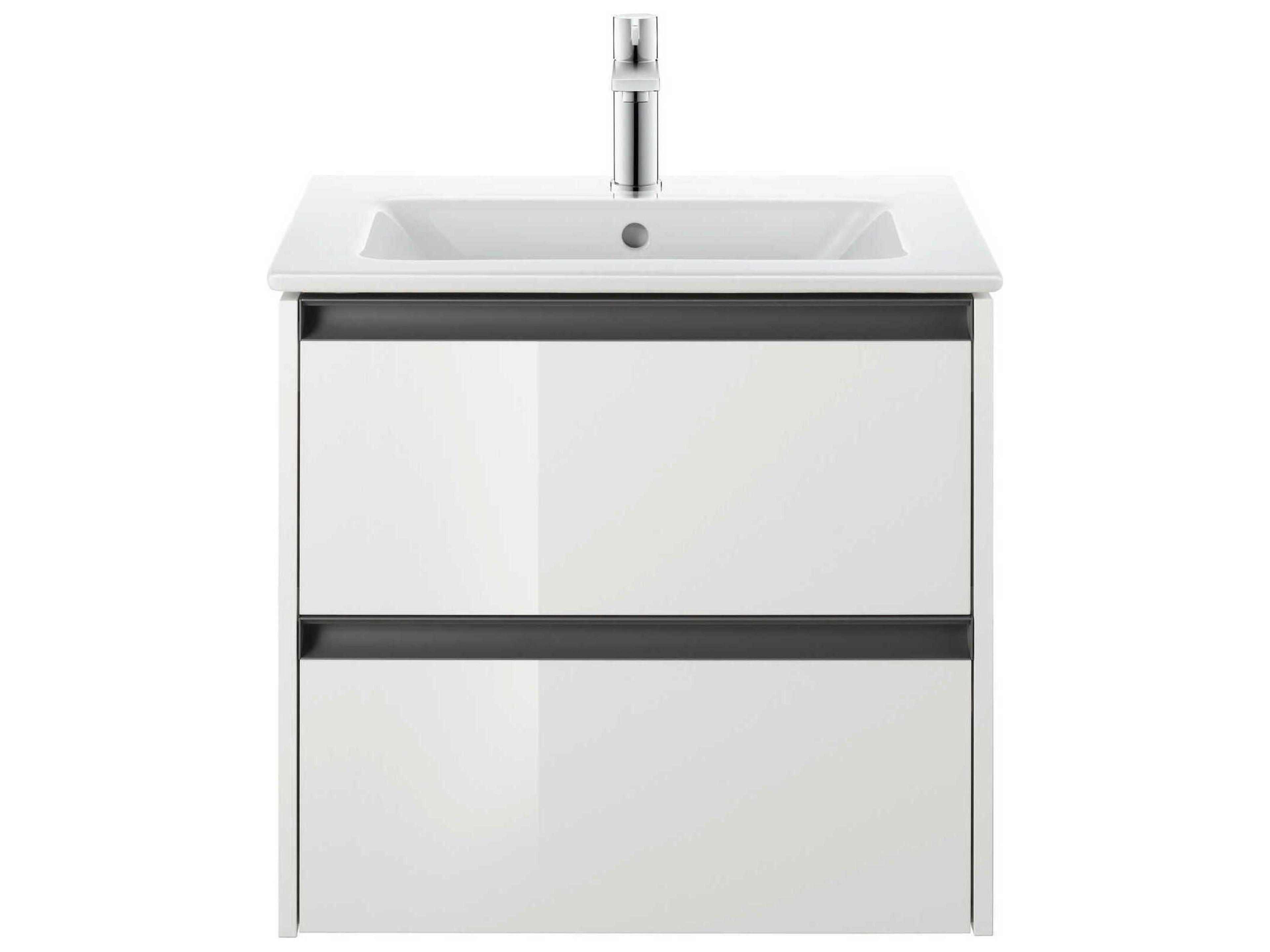 Duravit Ketho.2 item 24" Two Drawer White High Gloss Wall-Mounted Vanity Unit