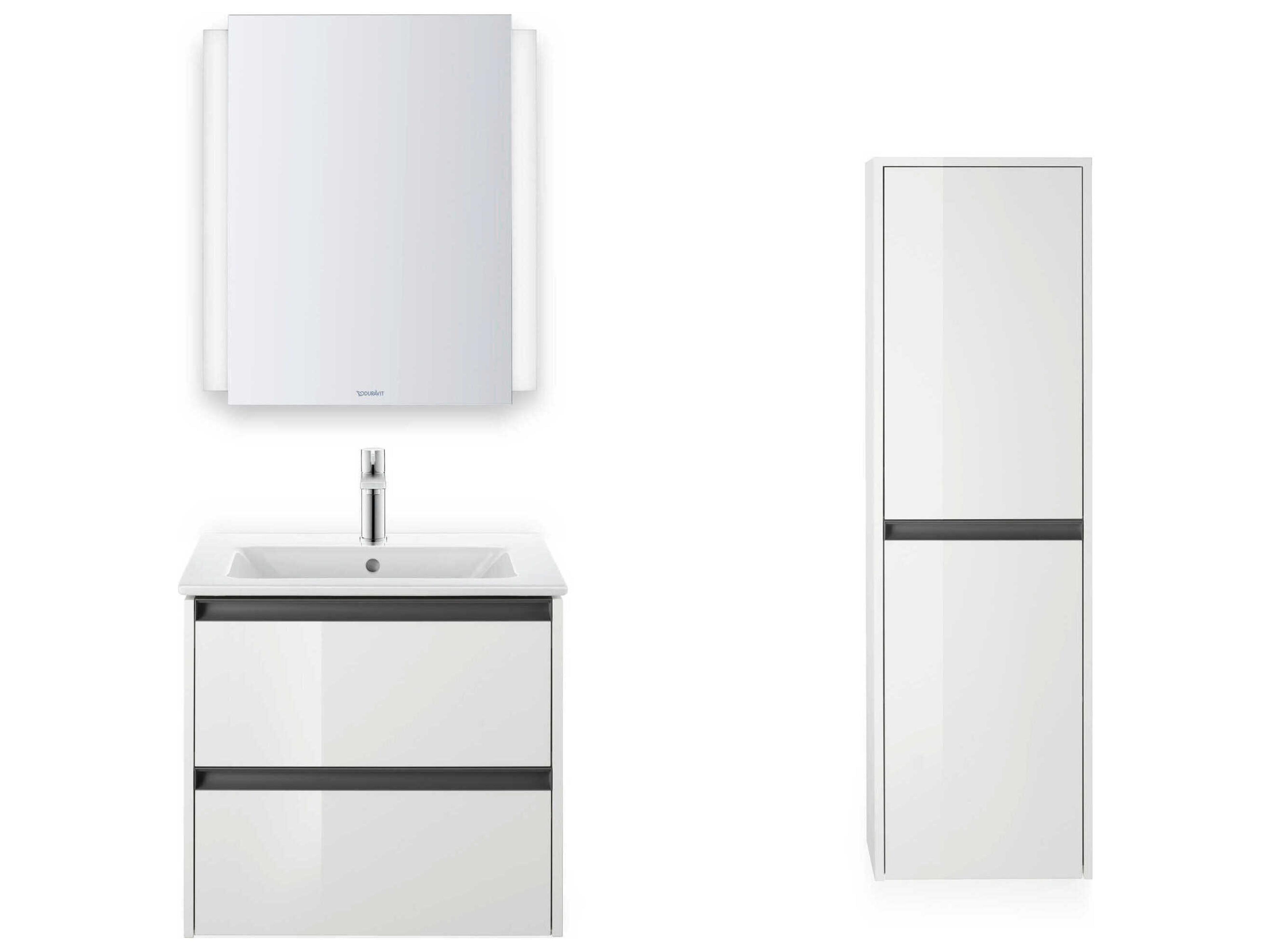 Duravit Ketho.2 item 24" Two Drawer White High Gloss Wall-Mounted Vanity Unit