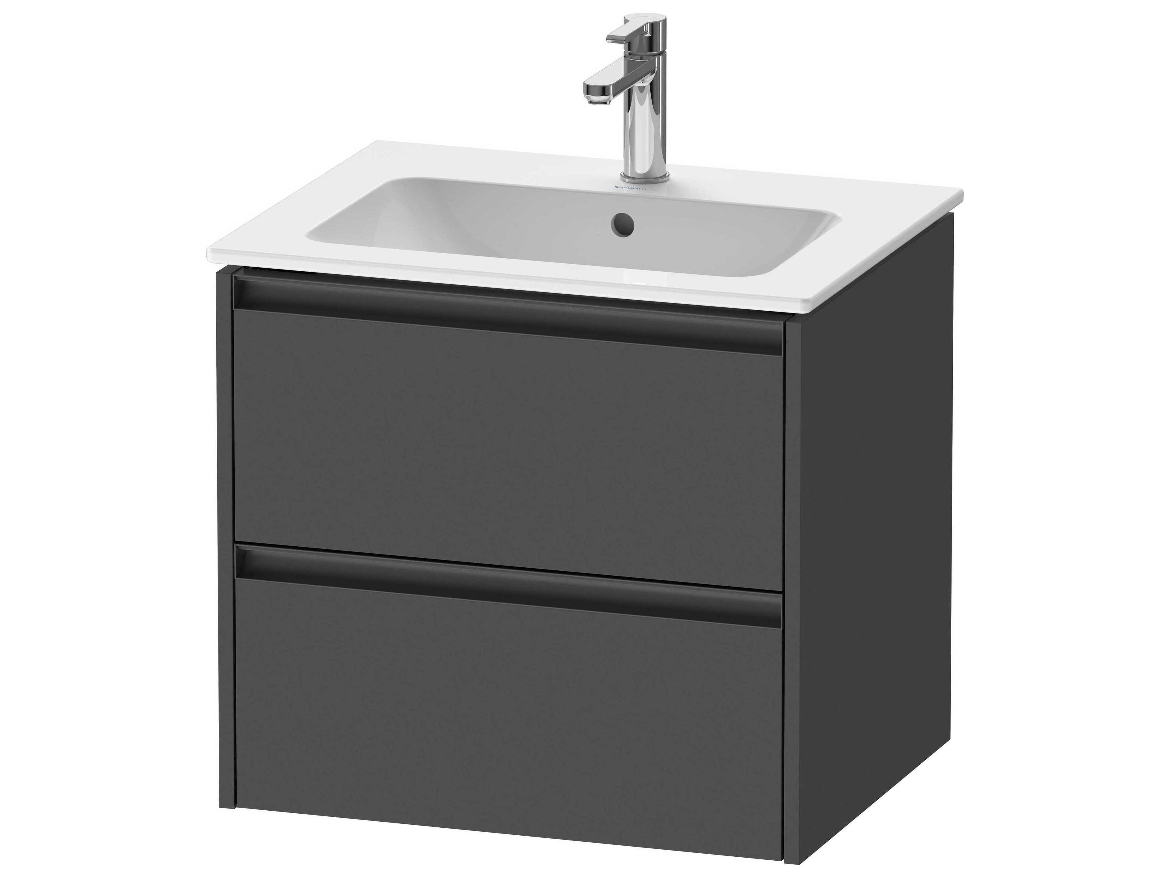 Ketho.2 item 24" Two Drawer Graphite Matt Wall-Mounted Vanity Unit