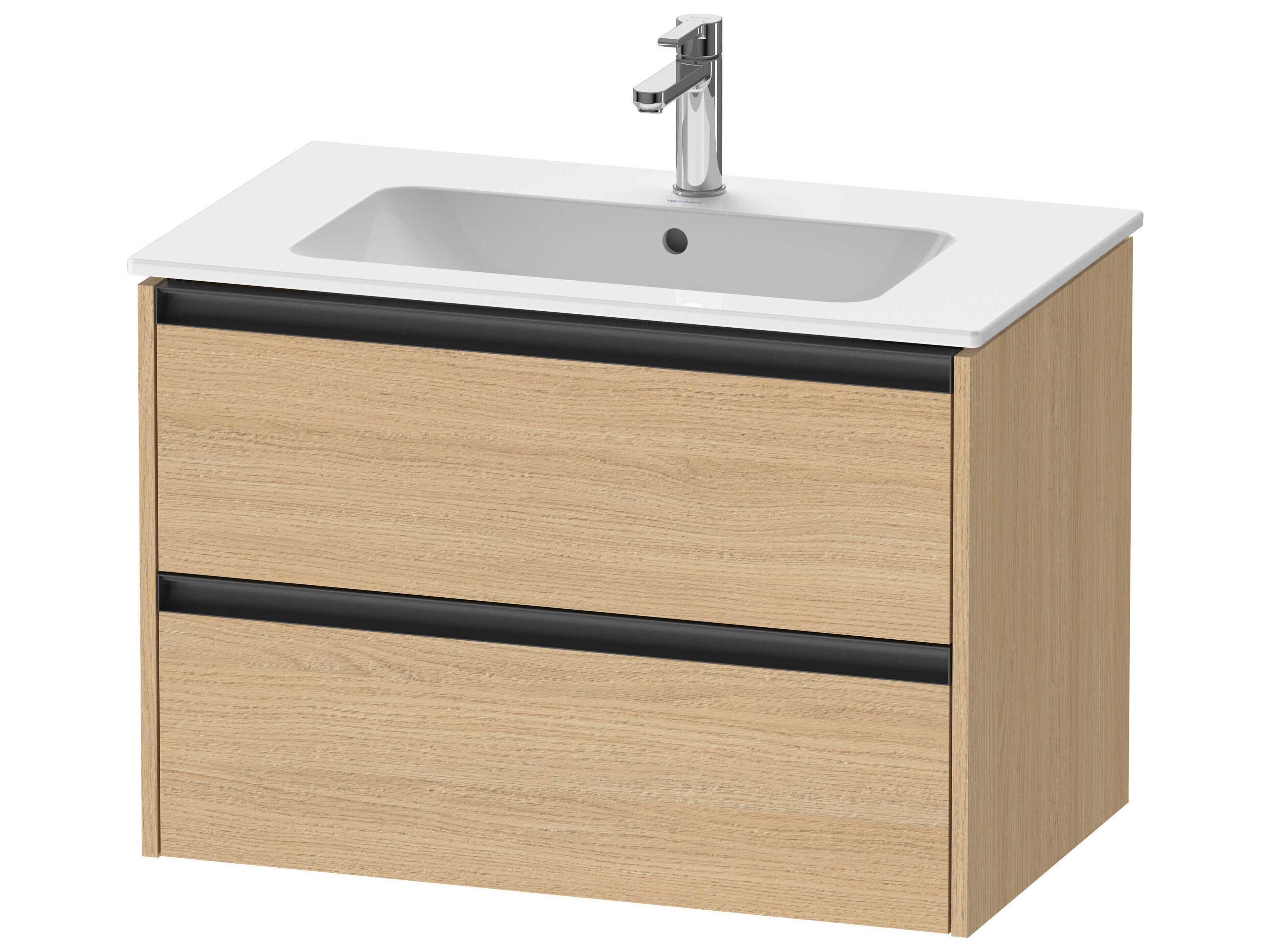 Ketho.2 item 32" Two Drawer Natural Oak Matt Wall-Mounted Vanity Unit