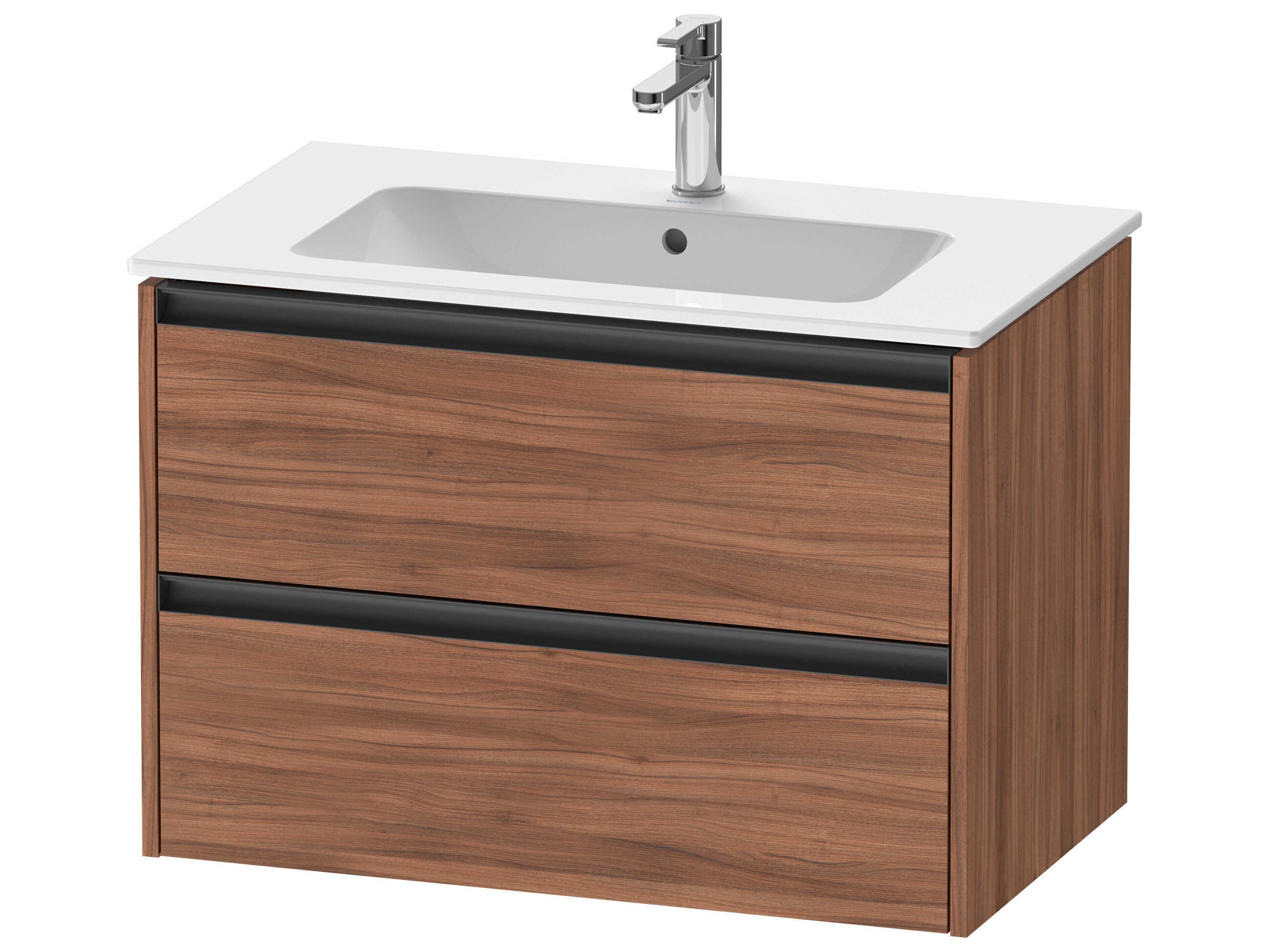 Ketho.2 item 32" Two Drawer Walnut Matt Wall-Mounted Vanity Unit