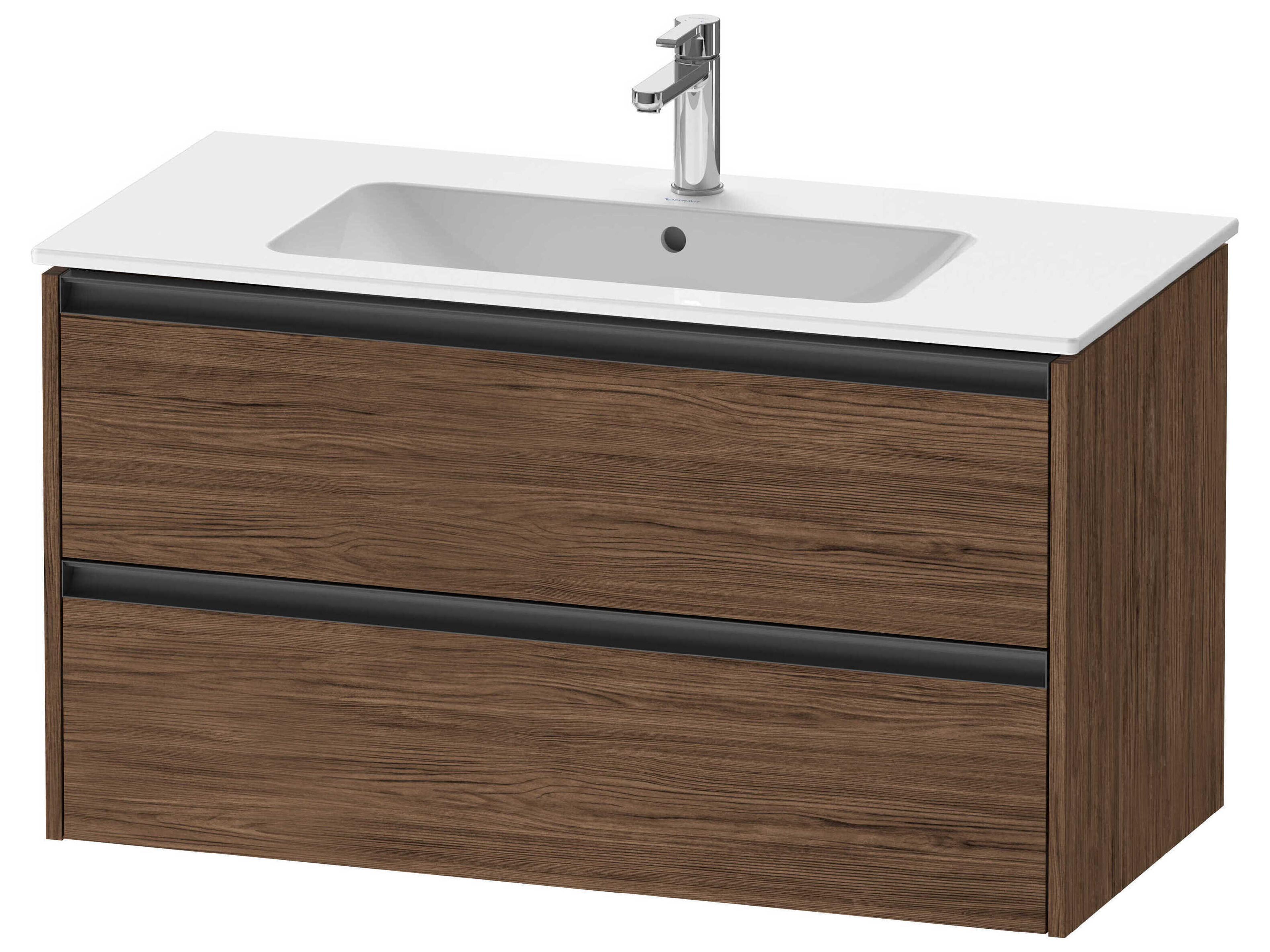 Ketho.2 item 40" Two Drawer Walnut (Dark) Matt Wall-Mounted Vanity Unit
