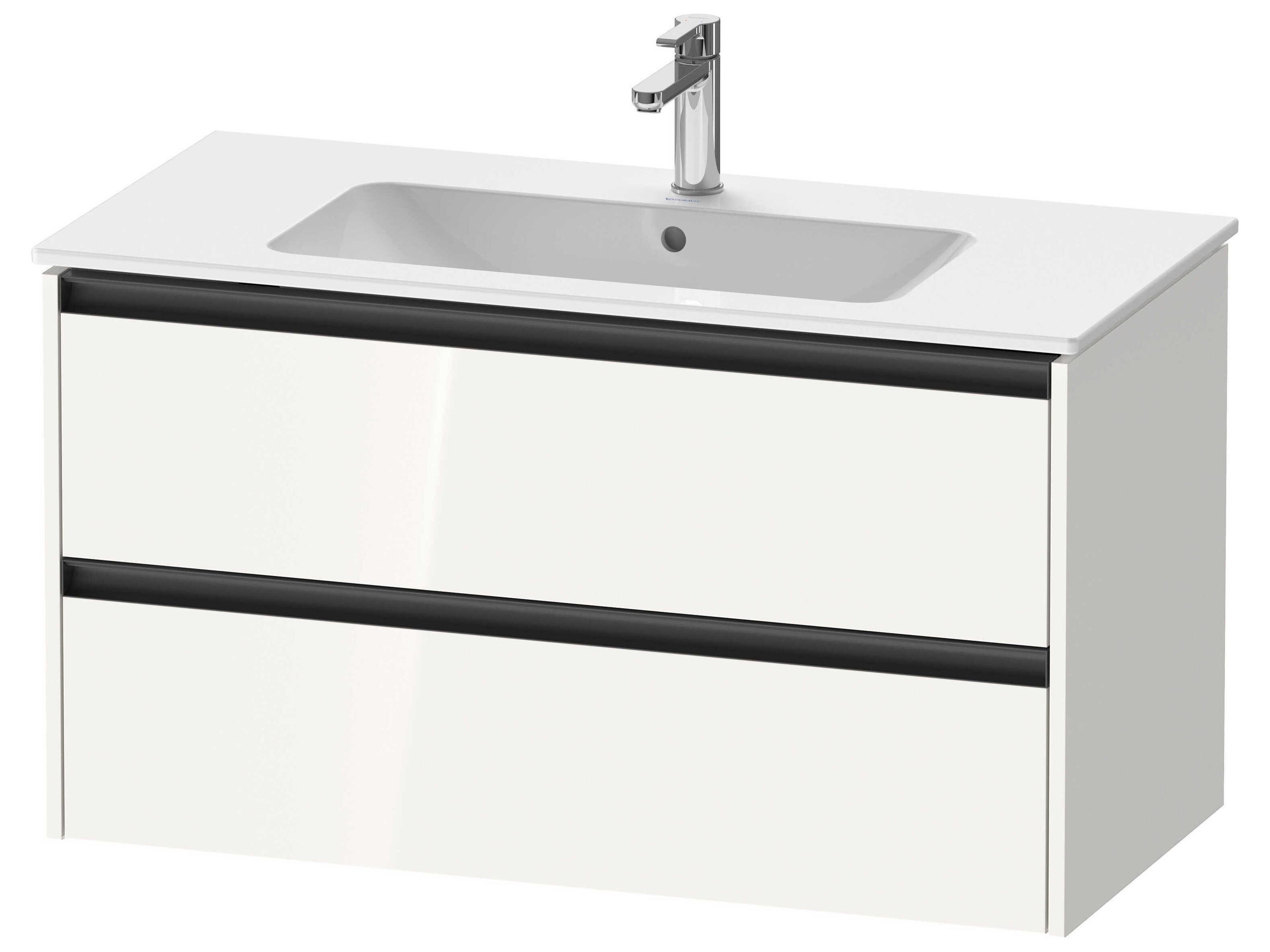 Ketho.2 item 40" Two Drawer White High Gloss Wall-Mounted Vanity Unit