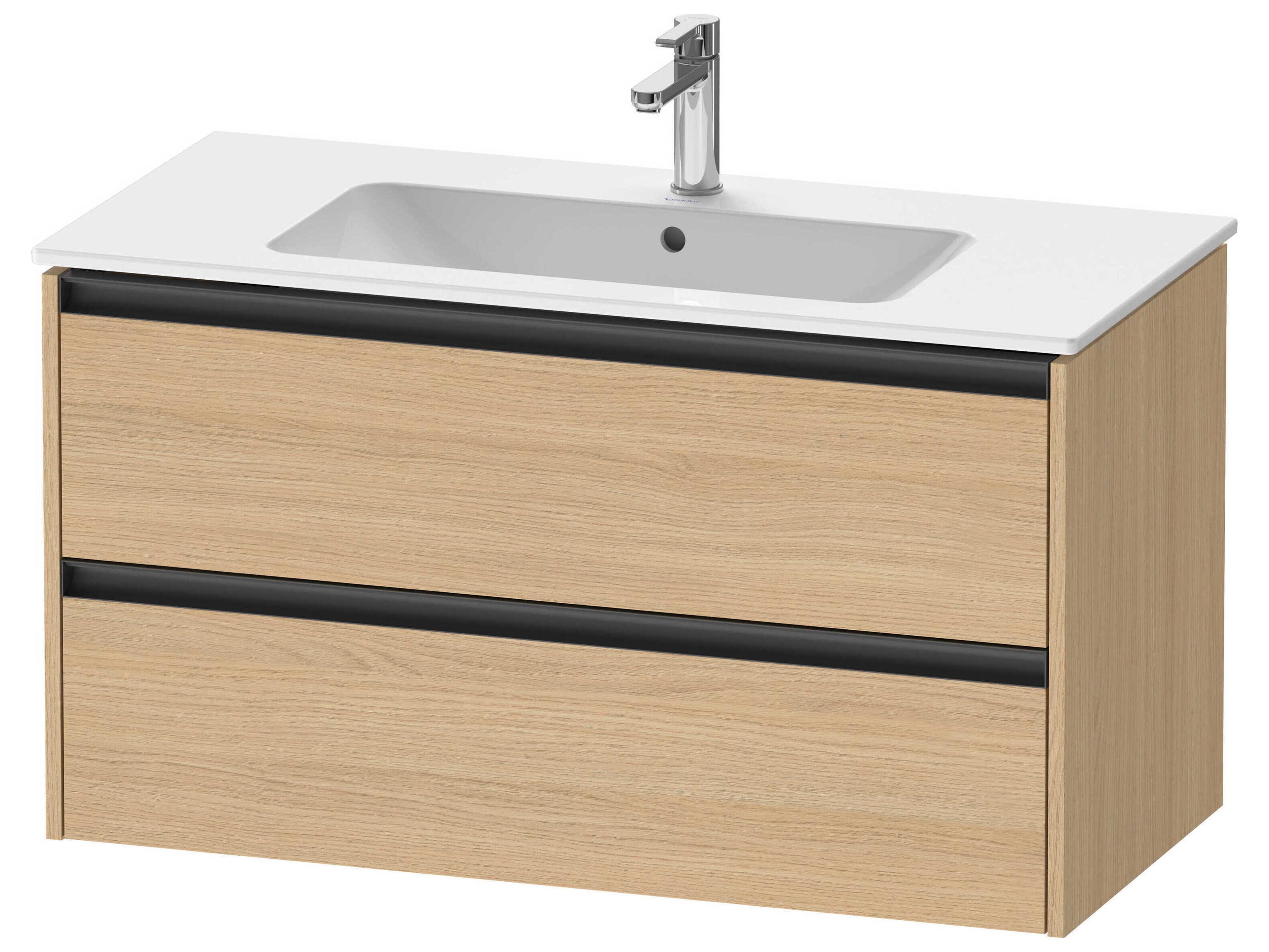 Ketho.2 item 40" Two Drawer Natural Oak Matt Wall-Mounted Vanity Unit