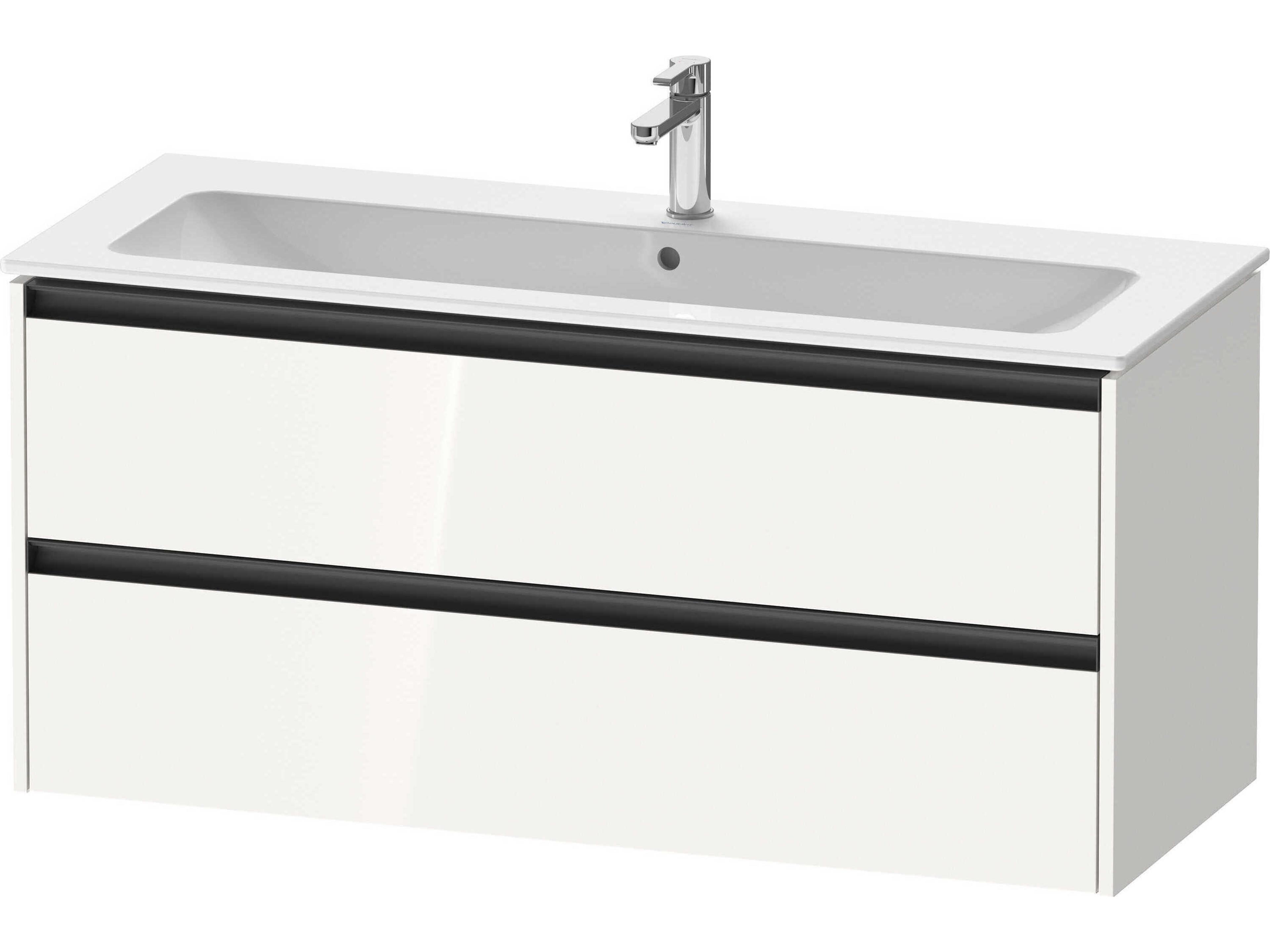 Ketho.2 item 48" Two Drawer White High Gloss Wall-Mounted Vanity Unit