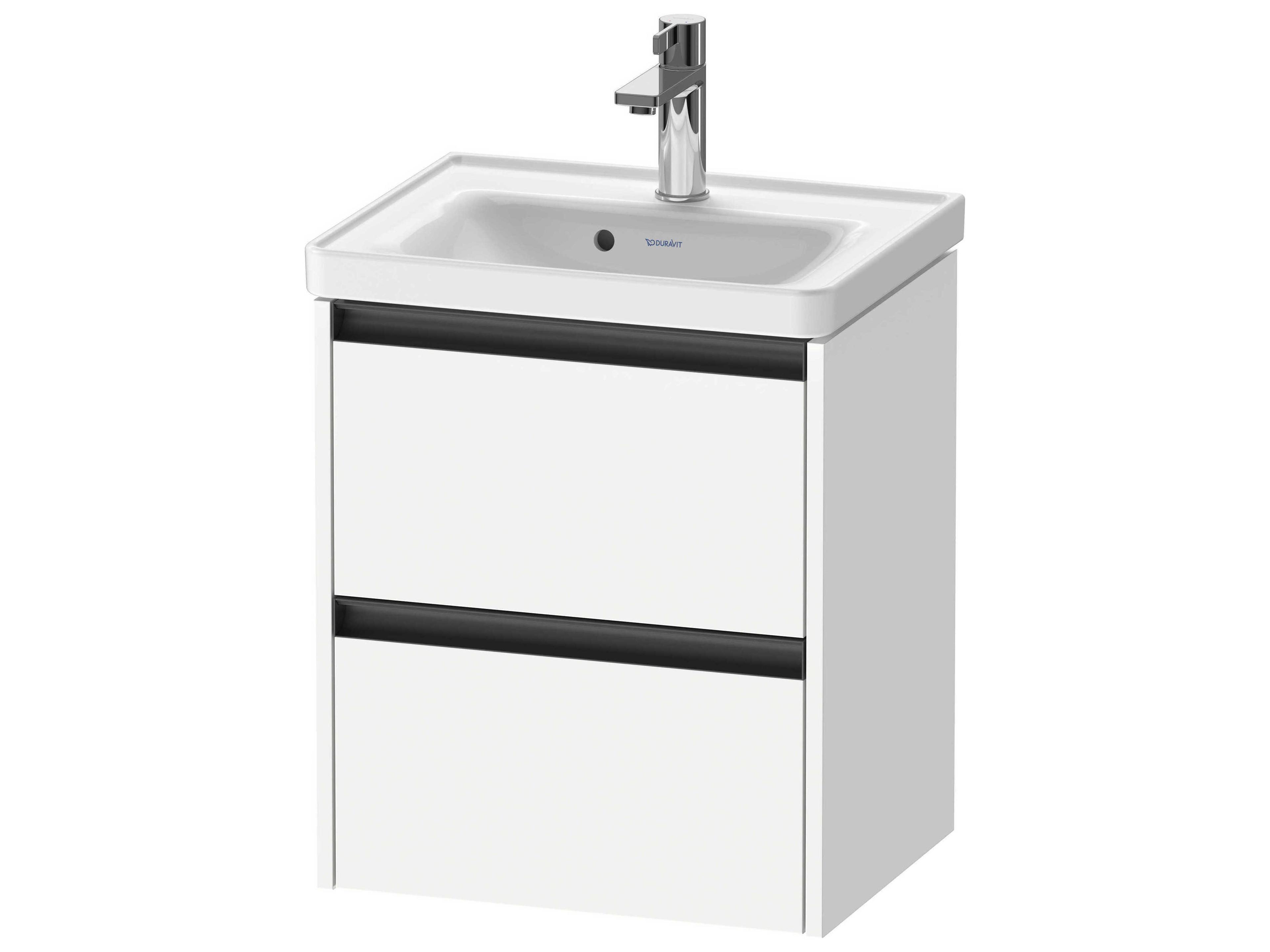 Ketho.2 item 19" Two Drawer White Matt  Wall-Mounted Vanity Unit