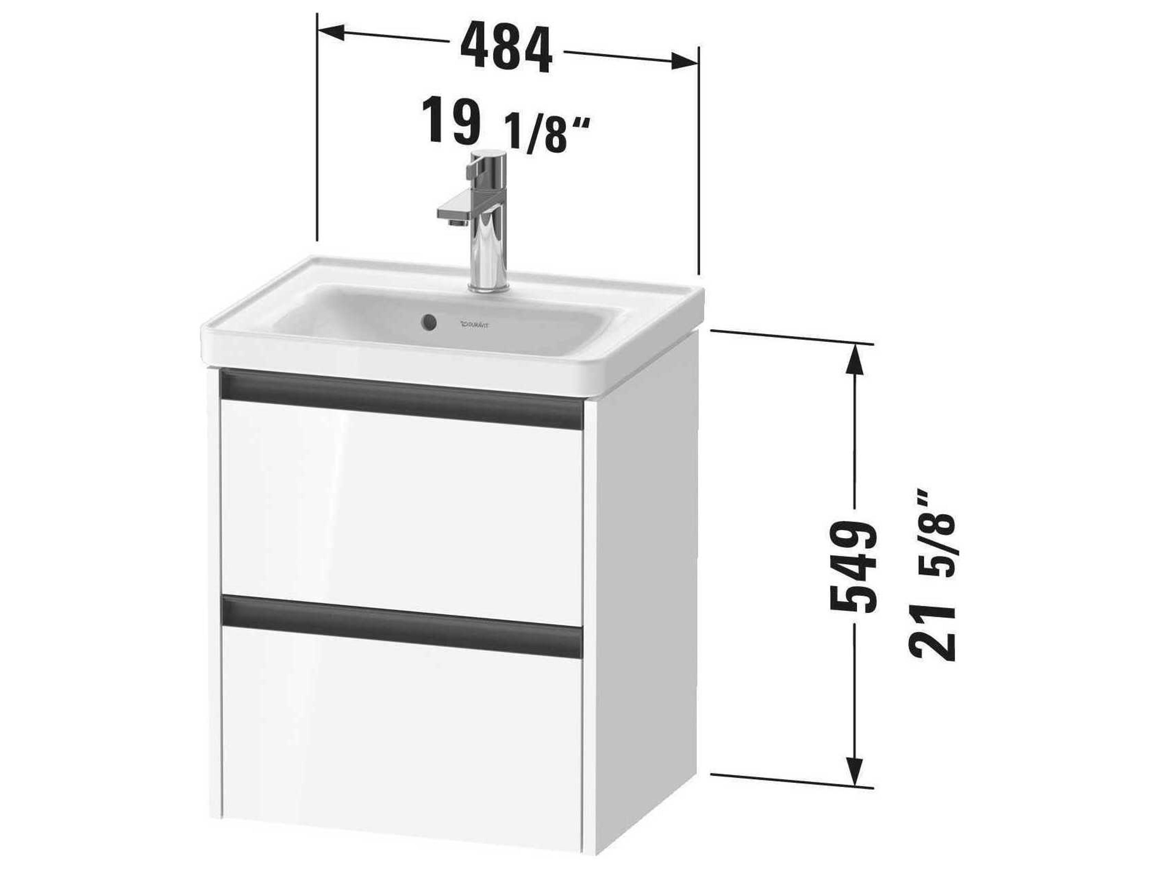 Duravit Ketho.2 item 19'' Two Drawer Walnut Matt Wall-Mounted Vanity Unit