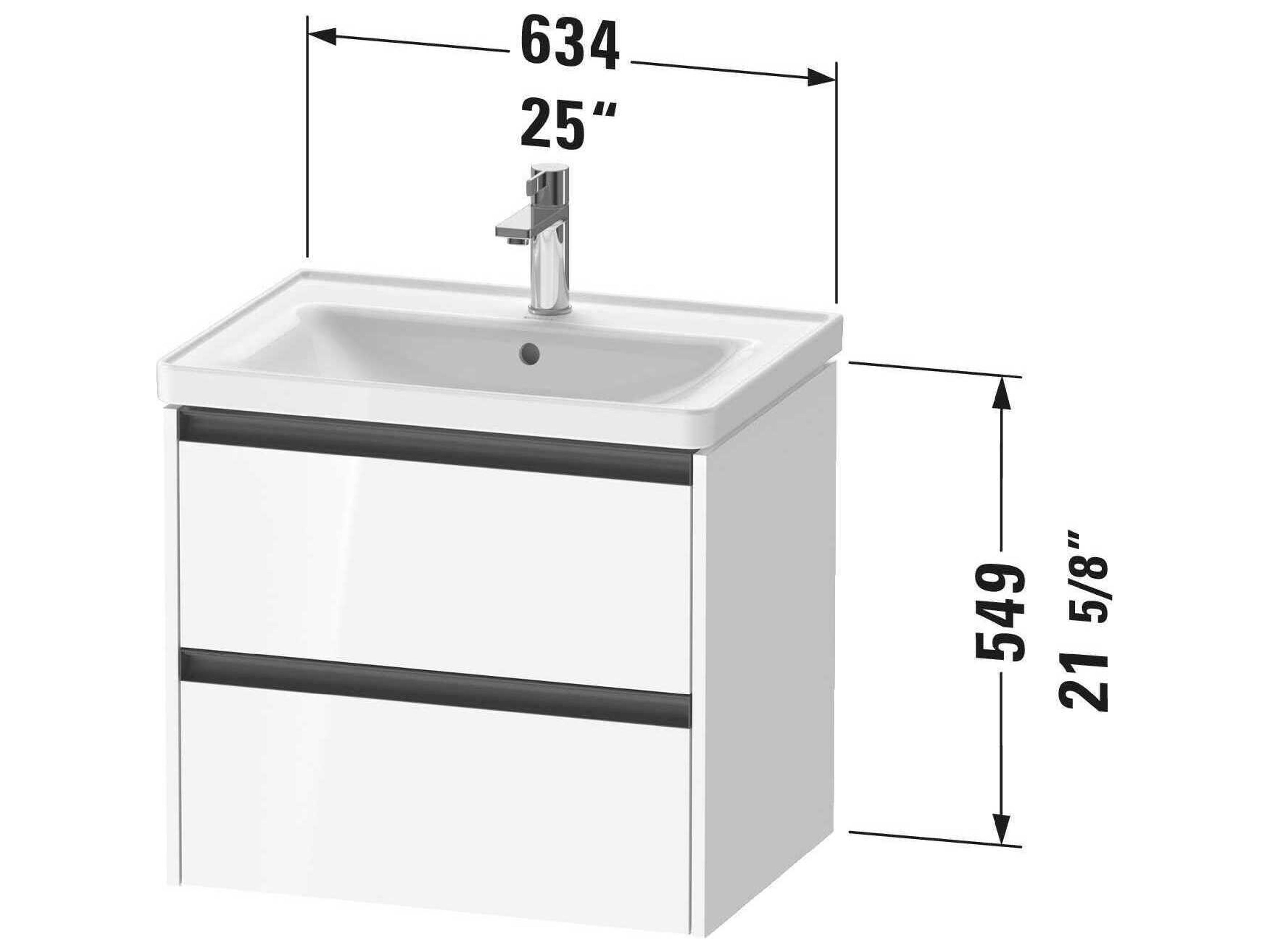 Duravit Ketho.2 item 25" Two Frawer Bassalt Matt Wall-Mounted Vanity Unit