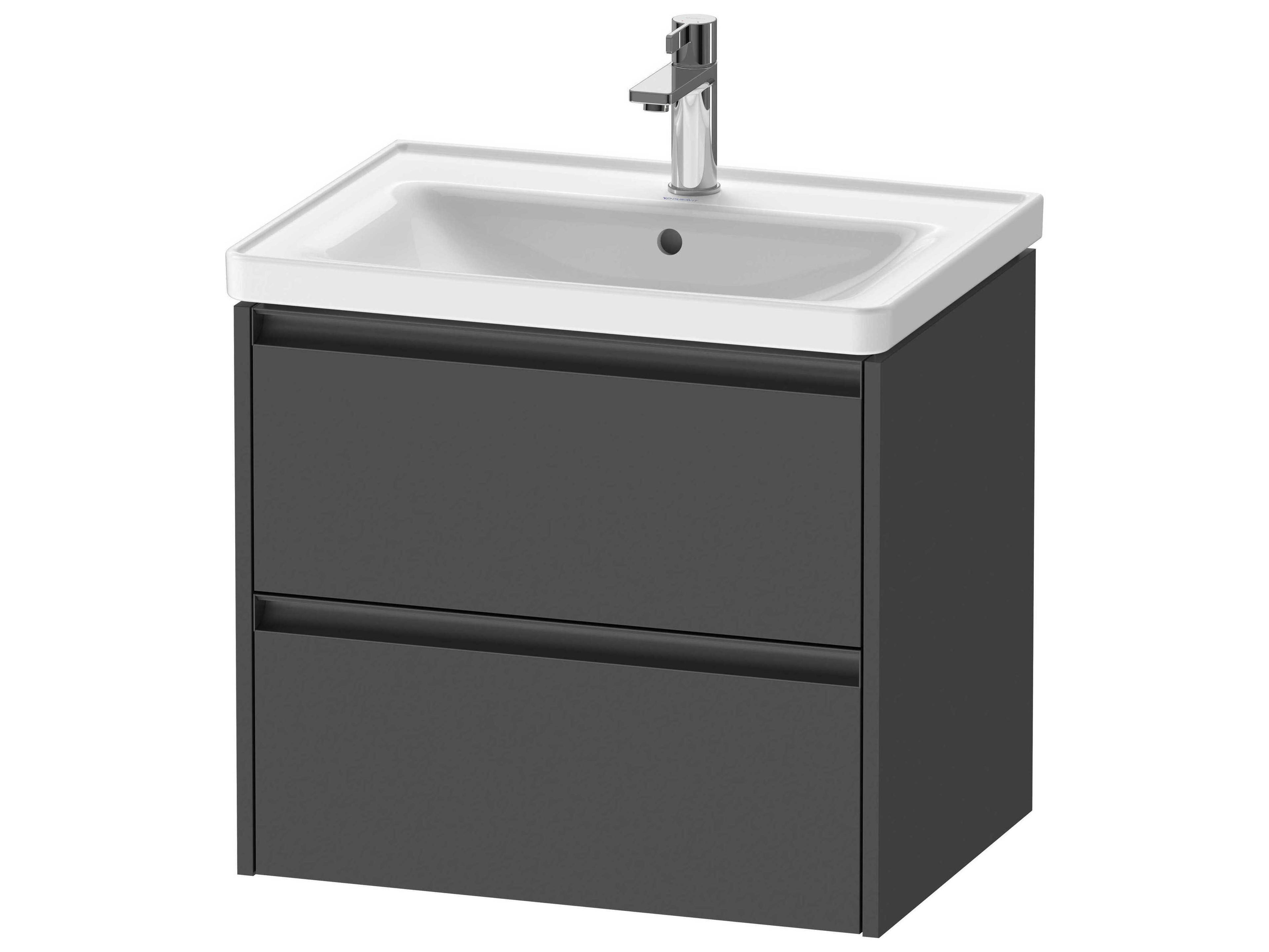 Ketho.2 item 25" Two Drawer Graphite Matt Wall-Mounted Vanity Unit