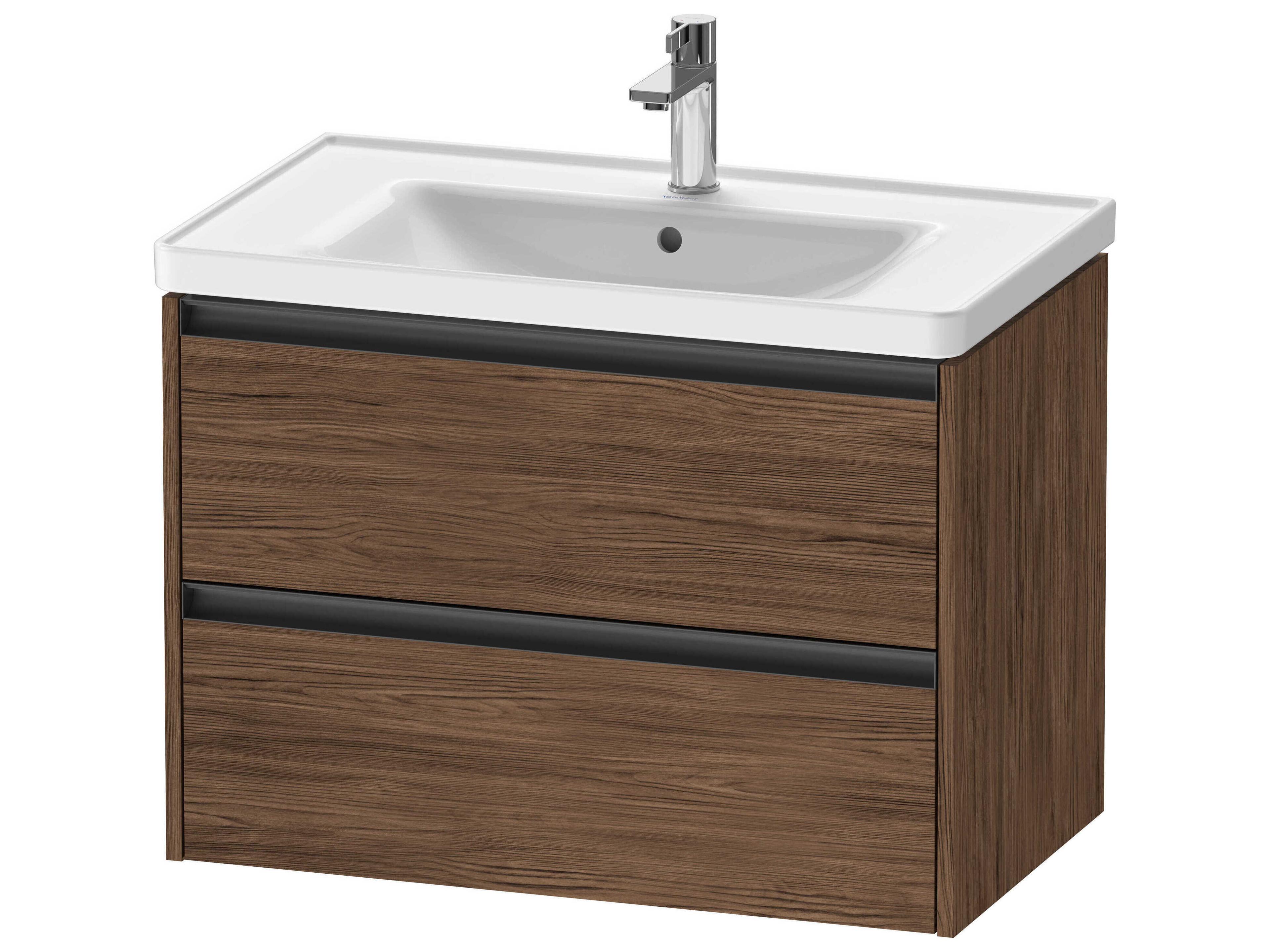 Ketho.2 item 31" Two Drawer Walnut (Dark) Matt Wall-Mounted Vanity Unit
