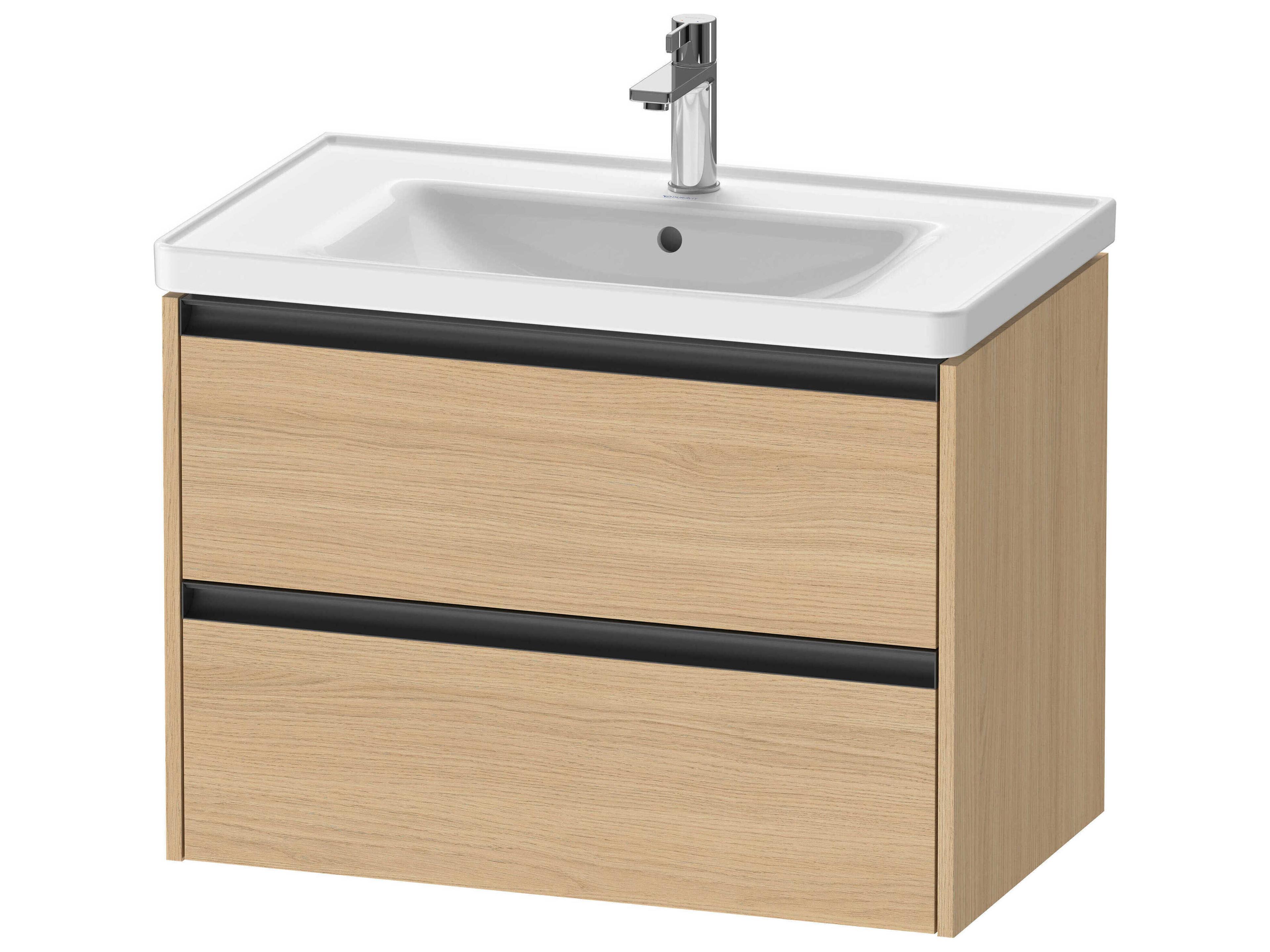 Ketho.2 item 31" Two Drawer Natural Oak Matt Wall-Mounted Vanity Unit