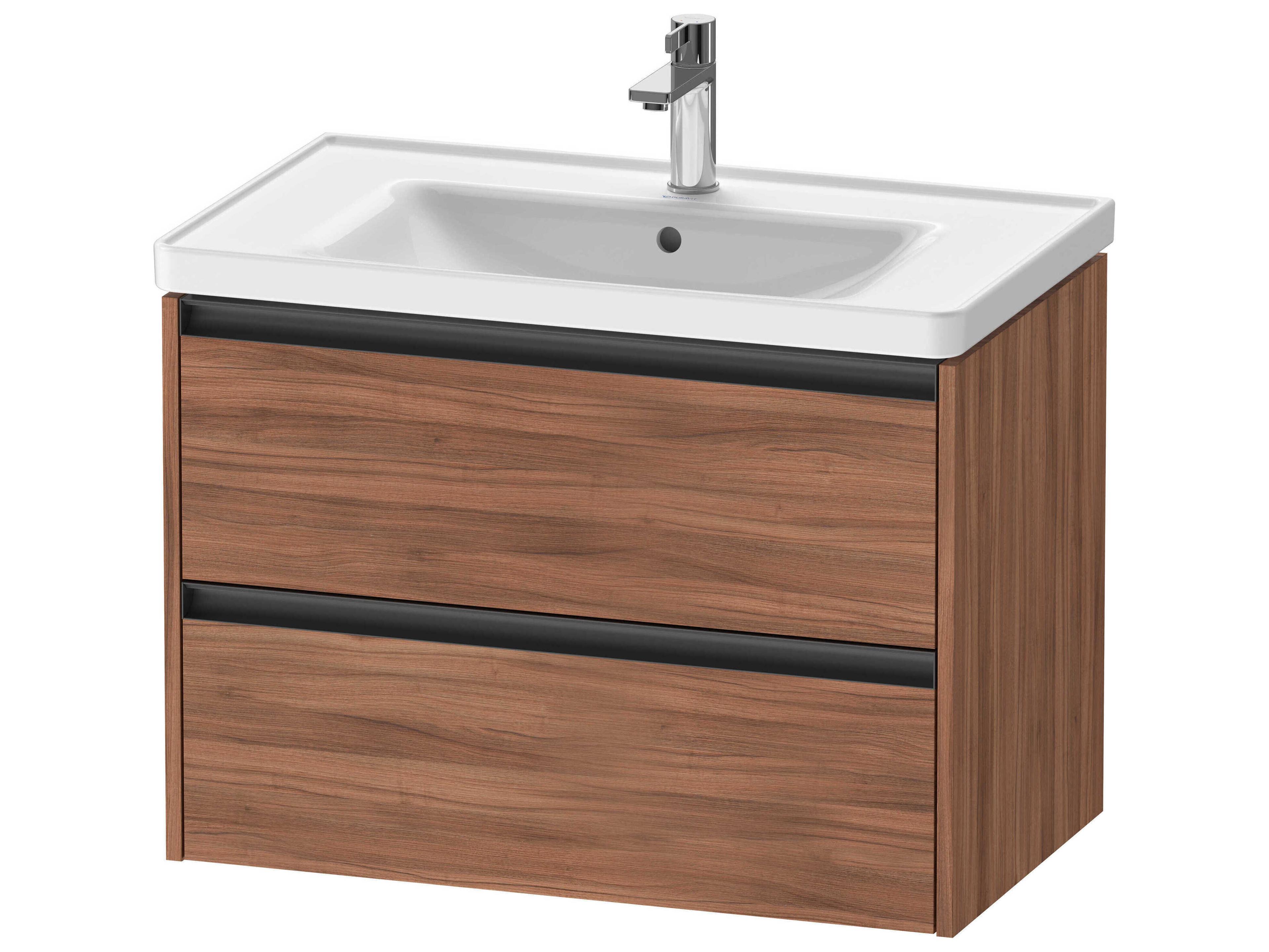 Ketho.2 item 31'' Two Drawer Walnut Matt Wall-Mounted Vanity Unit