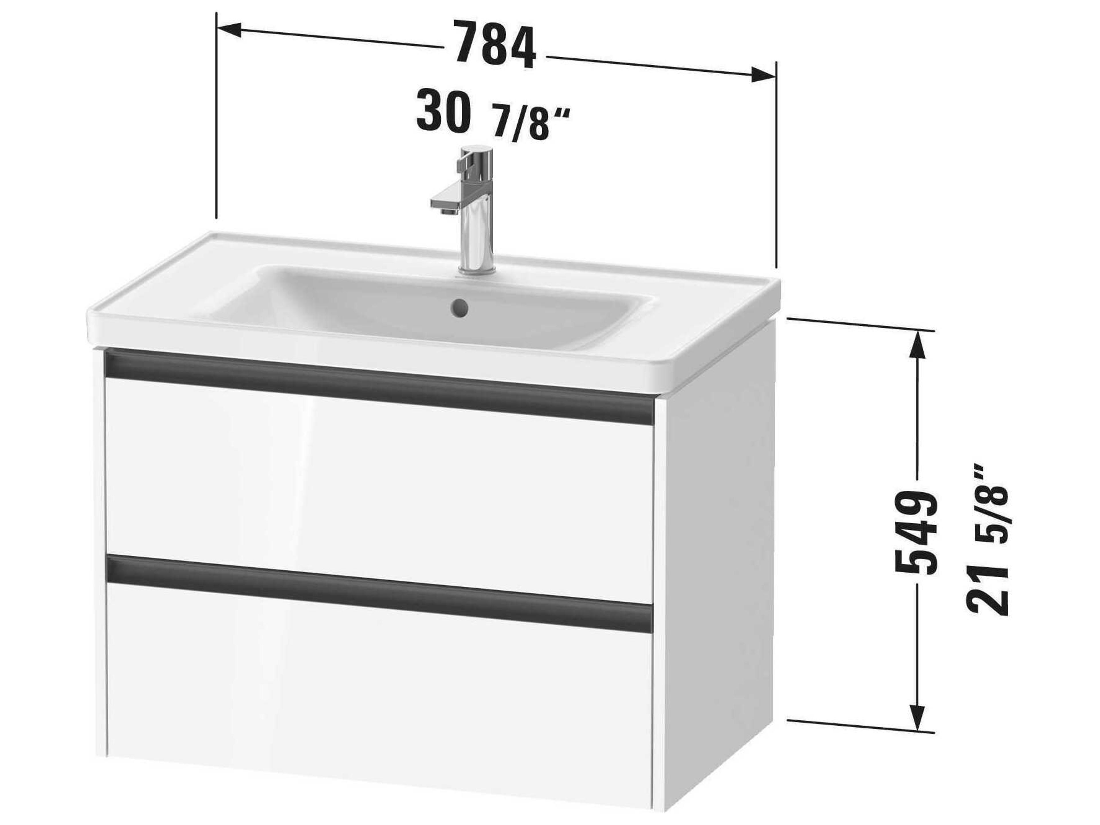 Duravit Ketho.2 item 31'' Two Drawer Walnut Matt Wall-Mounted Vanity Unit