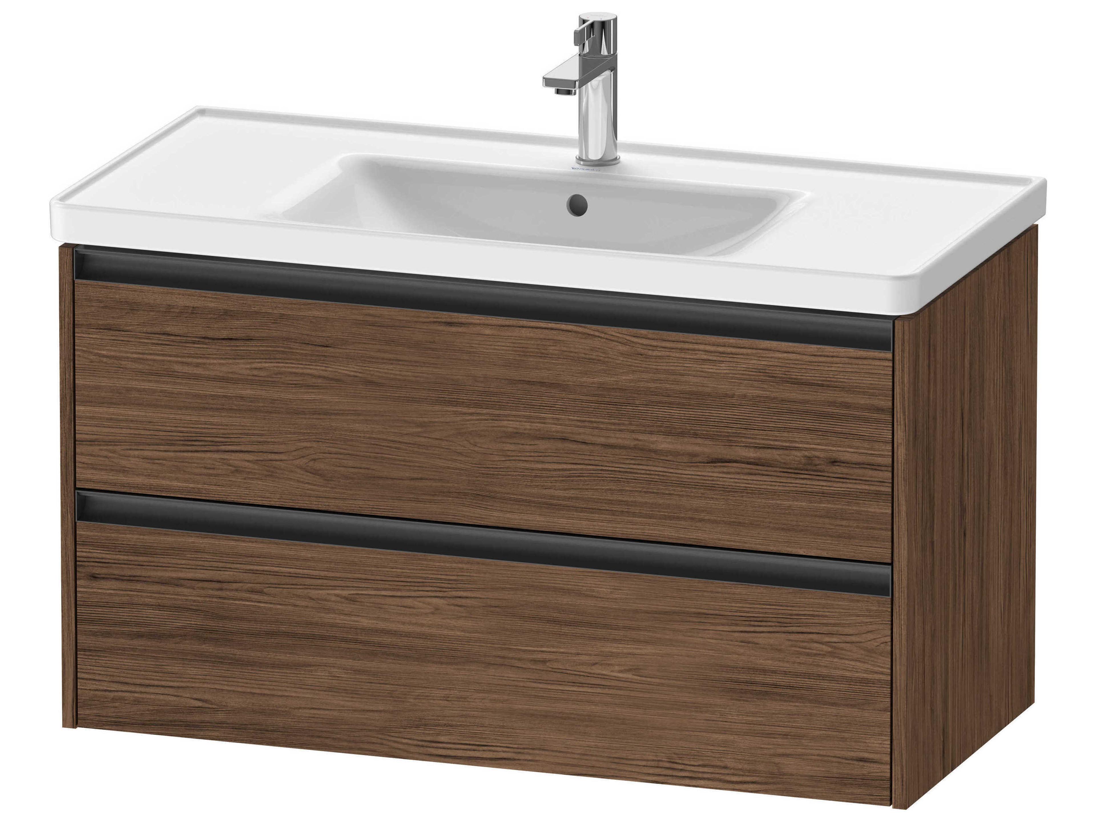 Ketho.2 item 39" Two Drawer Walnut (Dark) Matt Wall-Mounted Vanity Unit