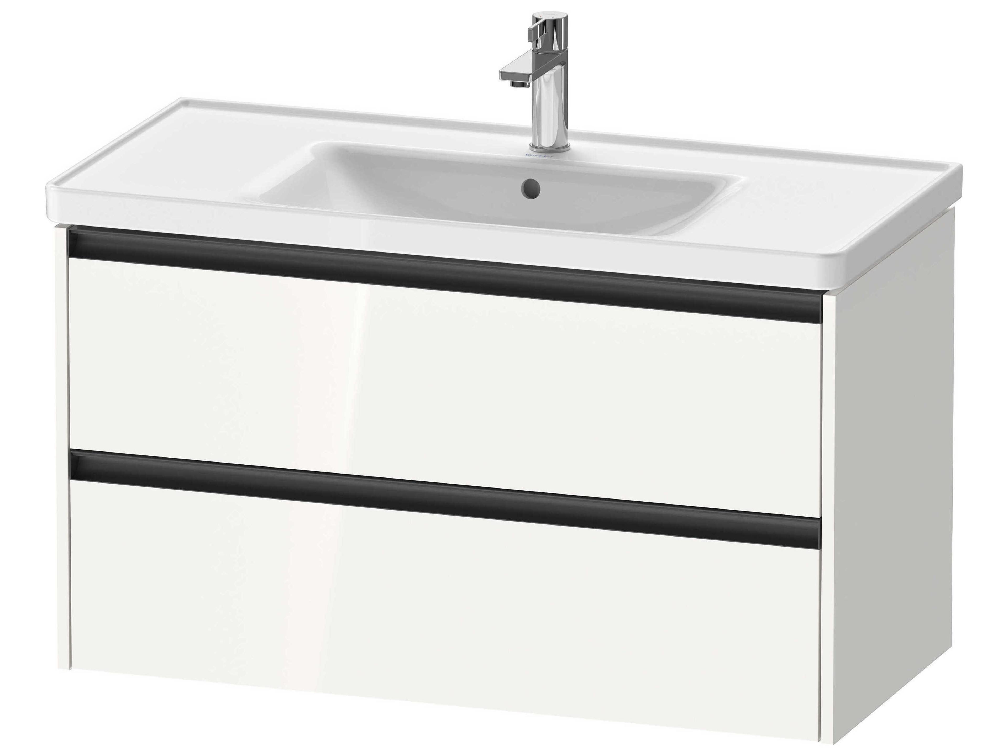 Ketho.2 item 39" Two Drawer White High Gloss Wall-Mounted Vanity Unit