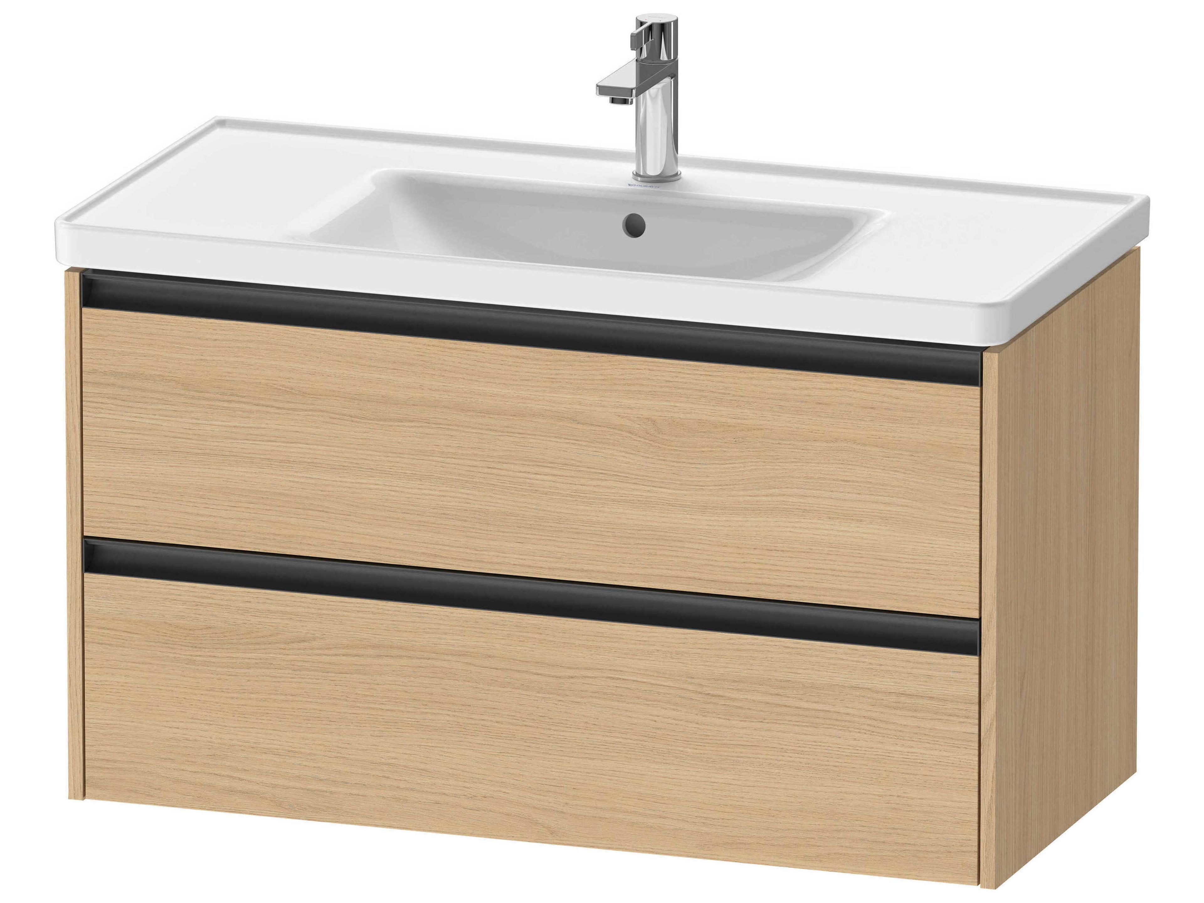 Ketho.2 item 39" Two Drawer Natural Oak Matt Wall-Mounted Vanity Unit