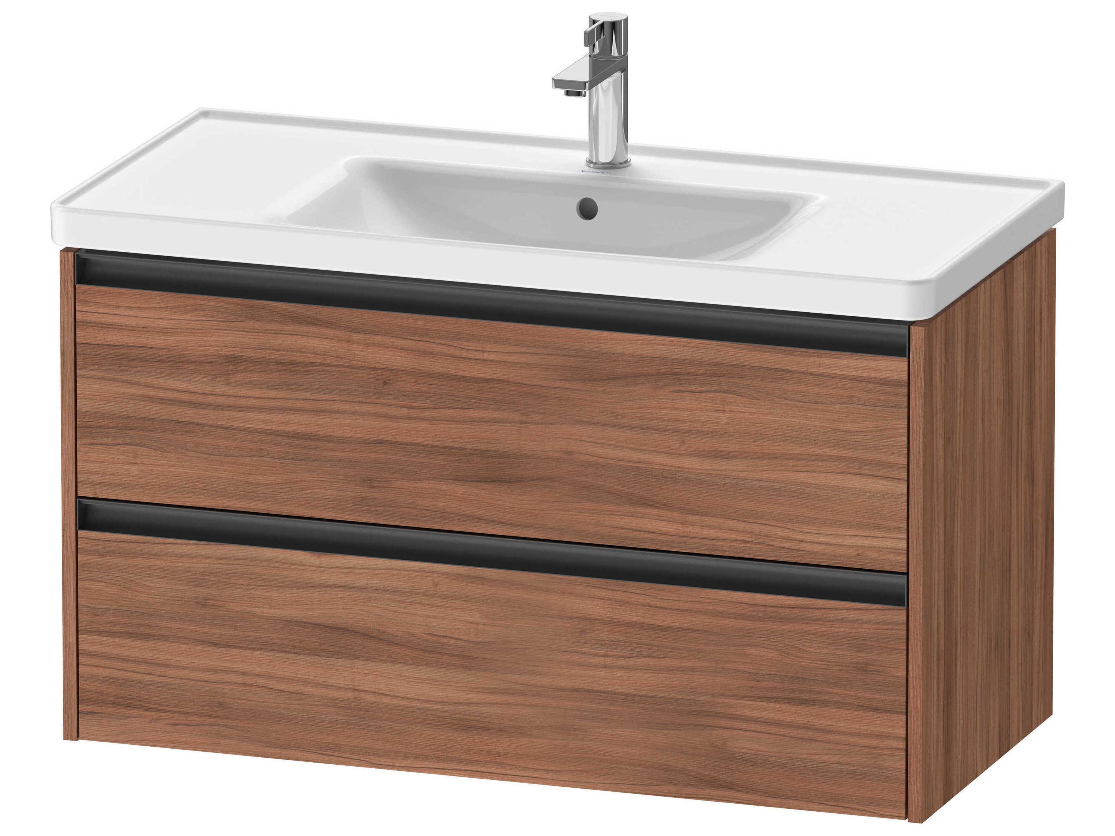 Ketho.2 item 39'' Two Drawer Walnut Matt Wall-Mounted Vanity Unit