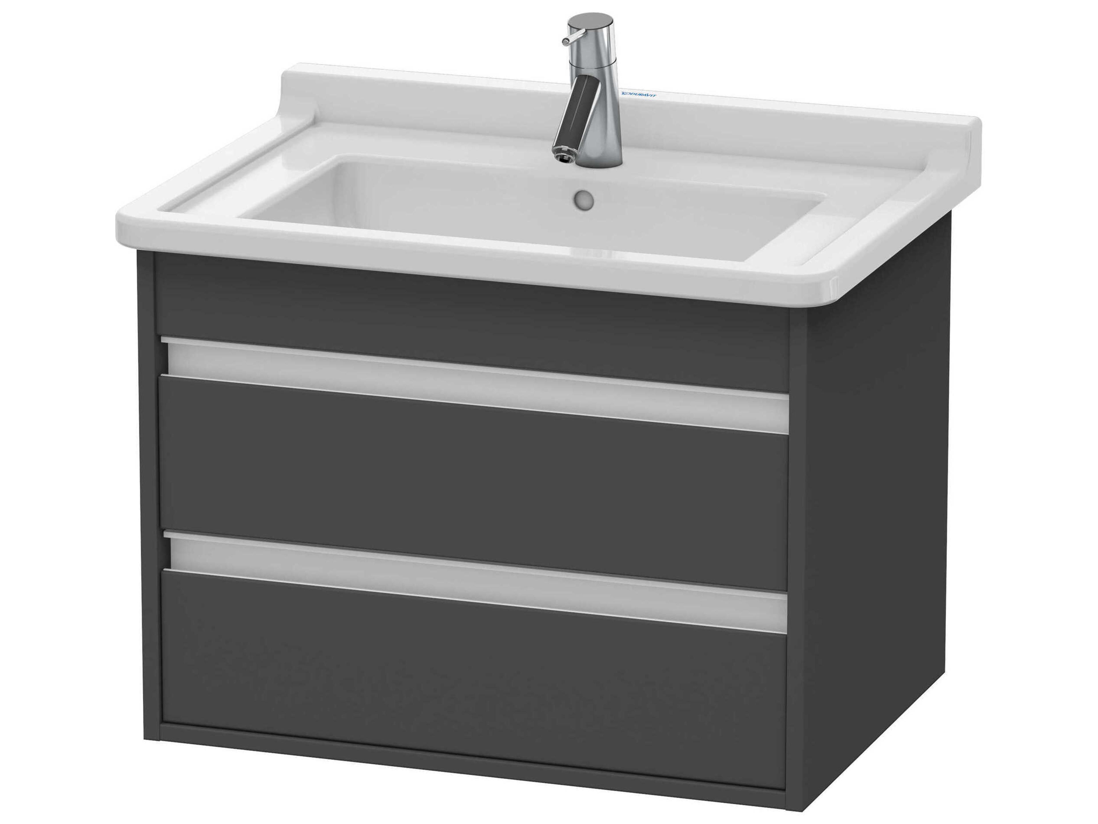 Ketho 26'' Two Drawers Graphite Matt Wall-Mounted Vanity Unit
