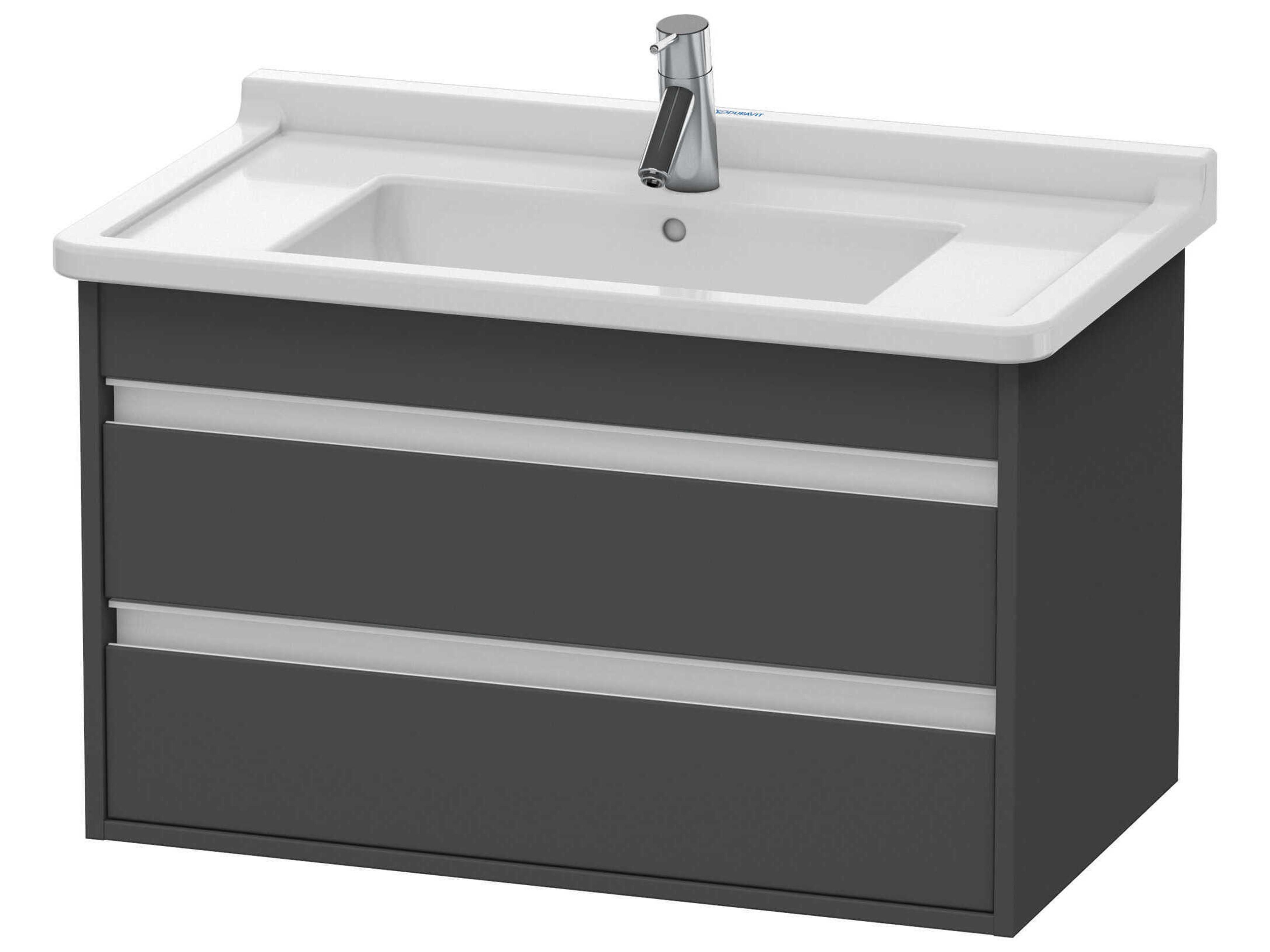 Ketho 32'' Two Drawers Graphite Matt Wall-Mounted Vanity Unit