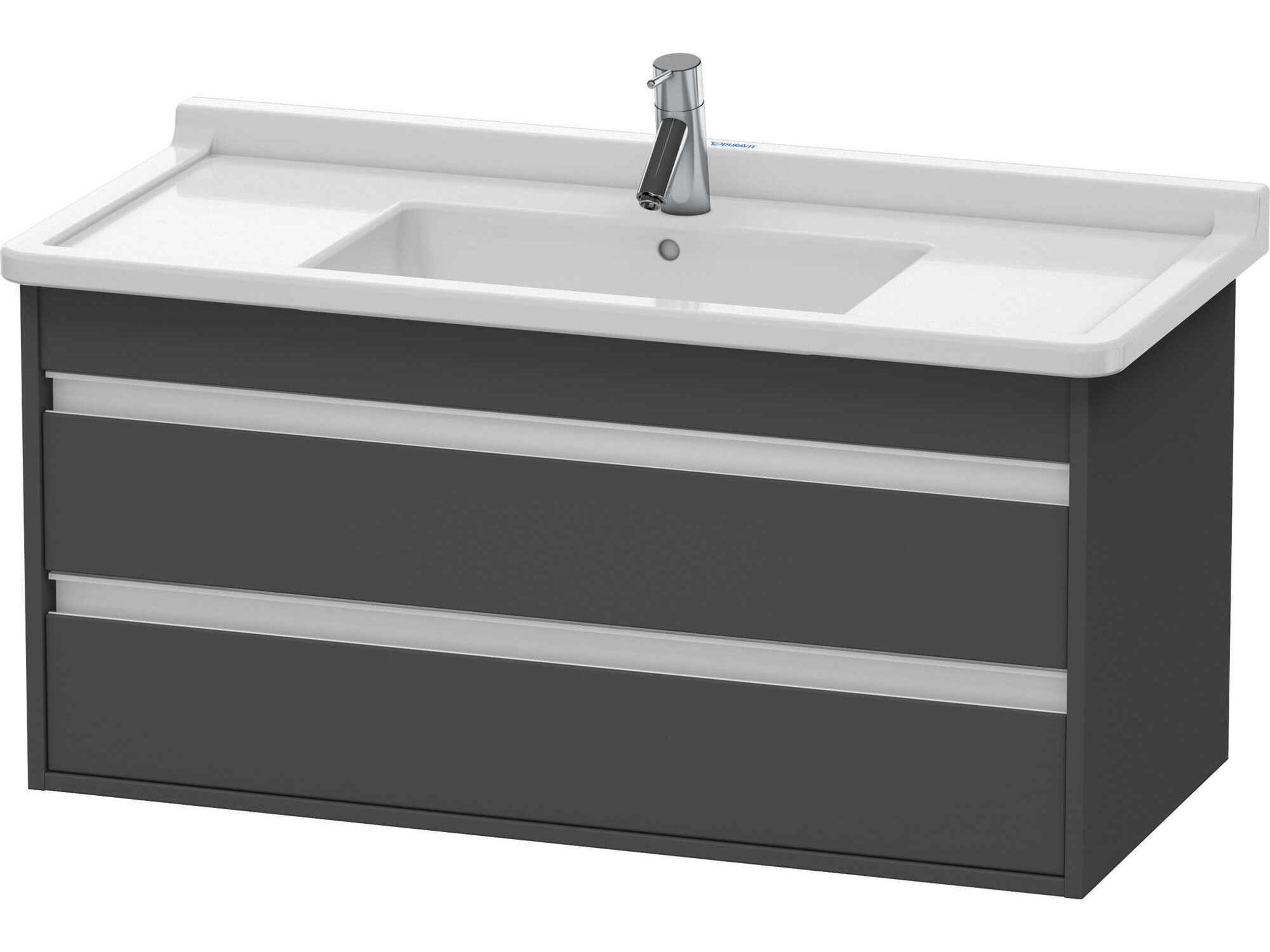 Ketho 39'' Two Drawers Graphite Matt Wall-Mounted Vanity Unit