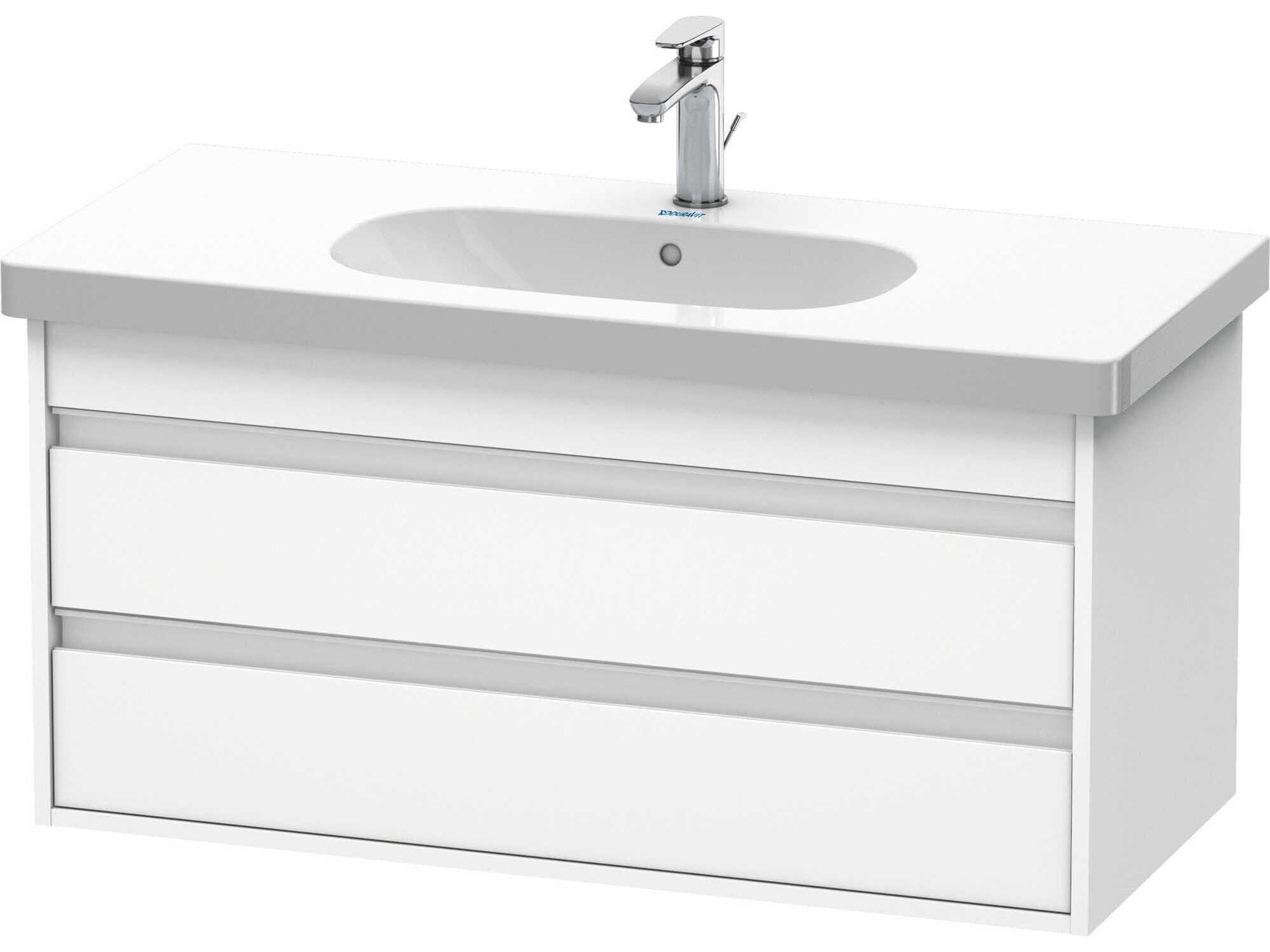 Ketho 39'' Two Drawers White Matt Wall-Mounted Vanity Unit