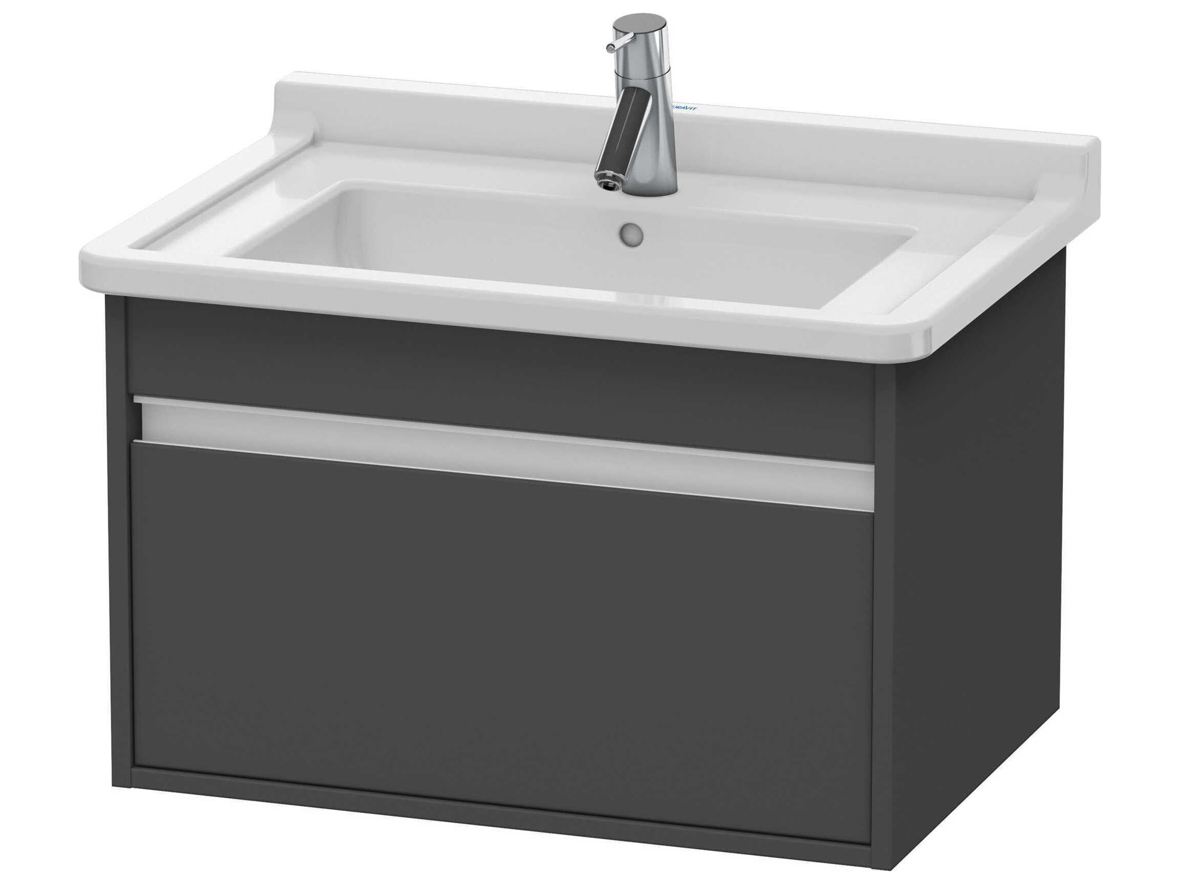 Ketho 26'' One Drawer Graphite Matt Wall-Mounted Vanity Unit