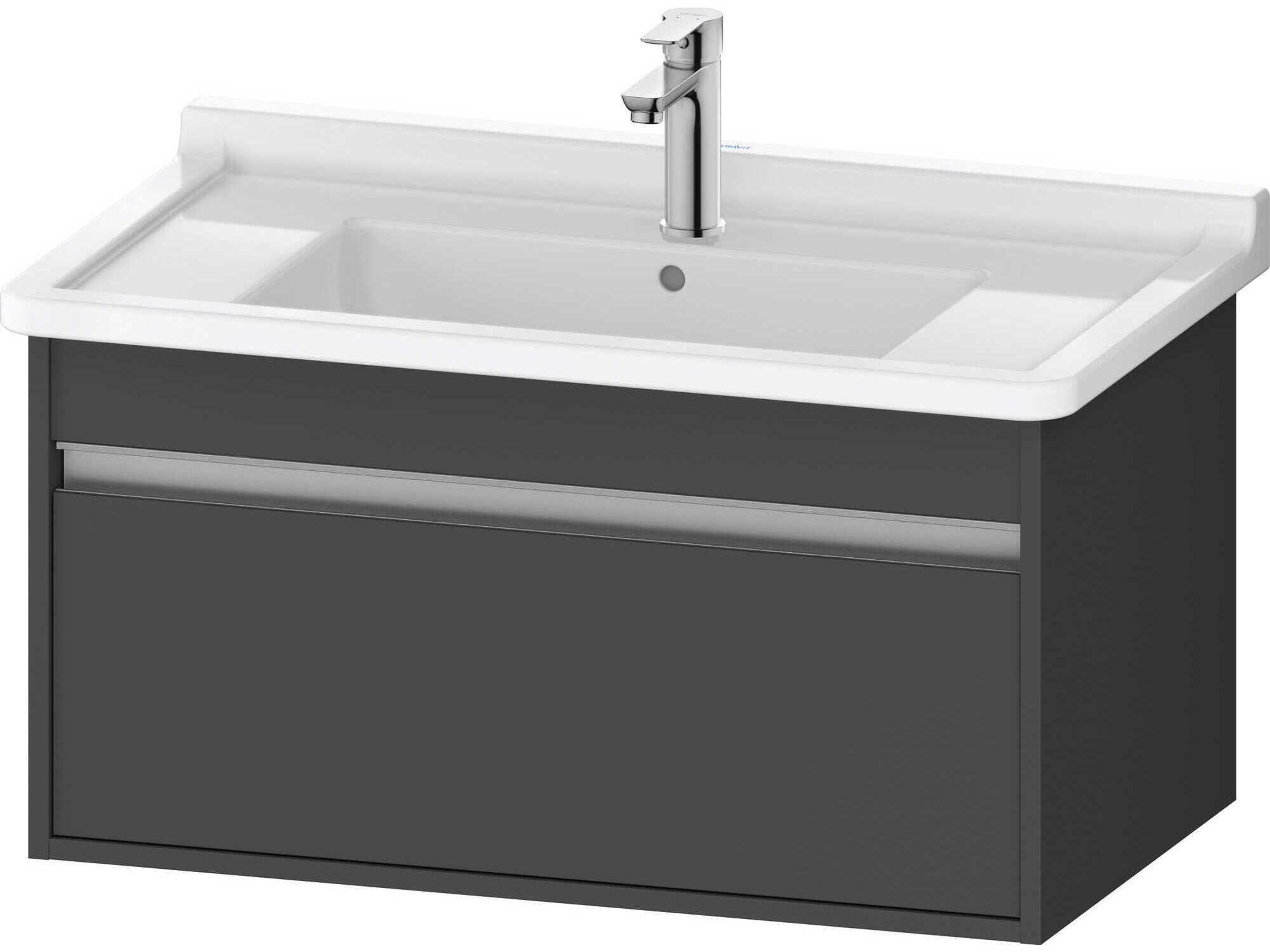 Ketho 32'' One Drawer Graphite Matt Wall-Mounted Vanity Unit