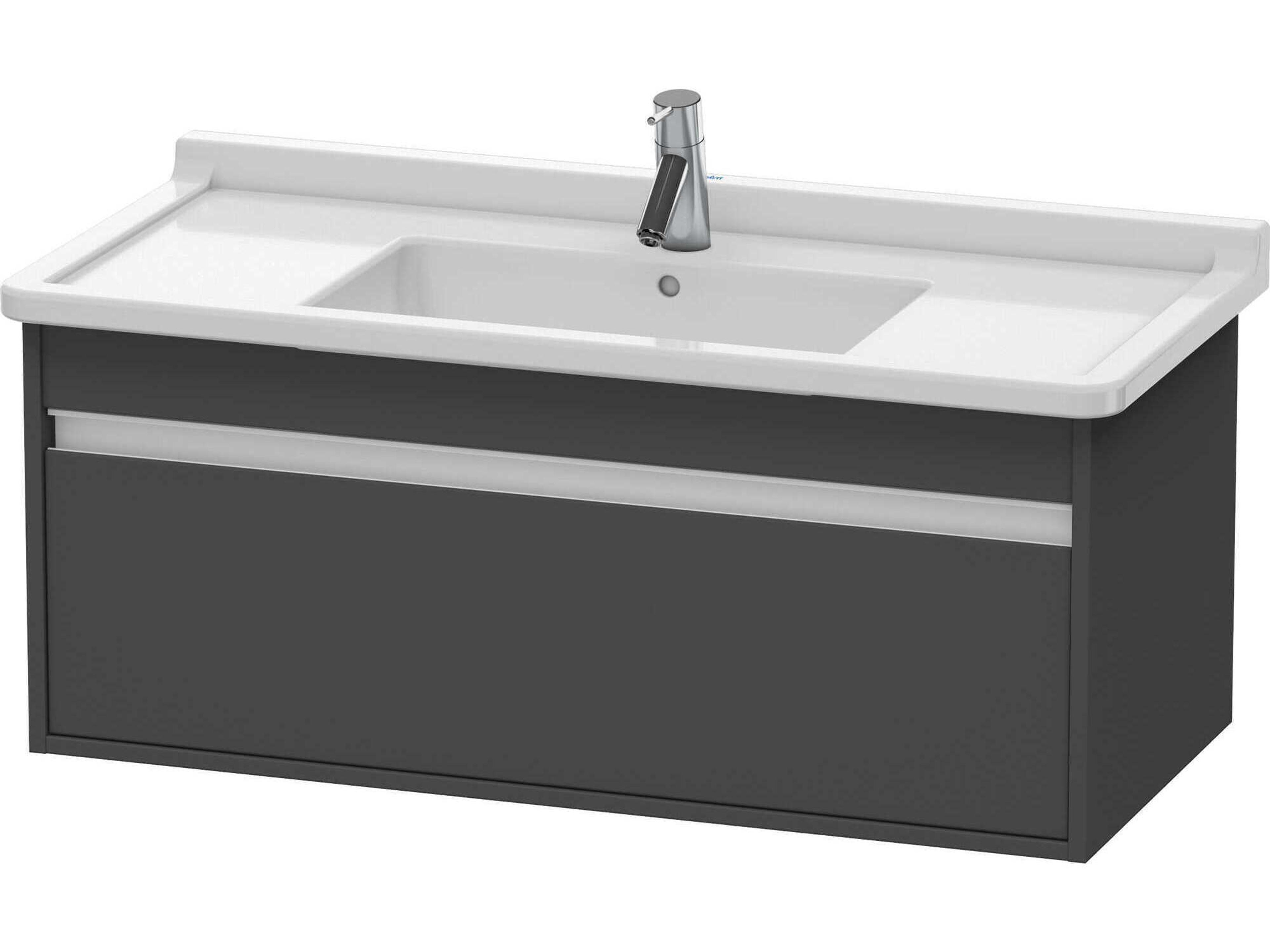 Ketho 39'' One Drawer Graphite Matt Wall-Mounted Vanity Unit