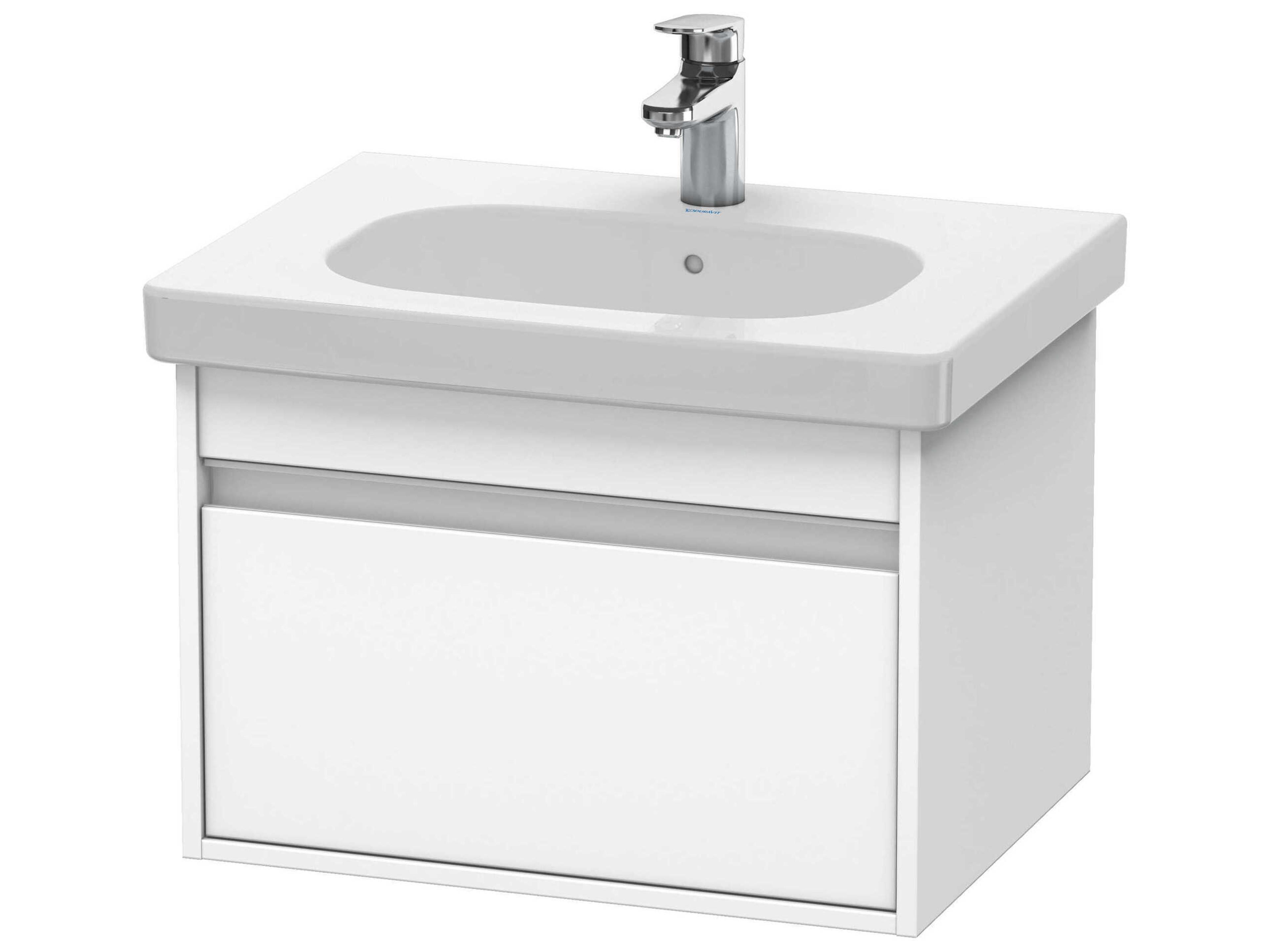 Ketho 24'' One Drawer White Matt Wall-Mounted Vanity Unit