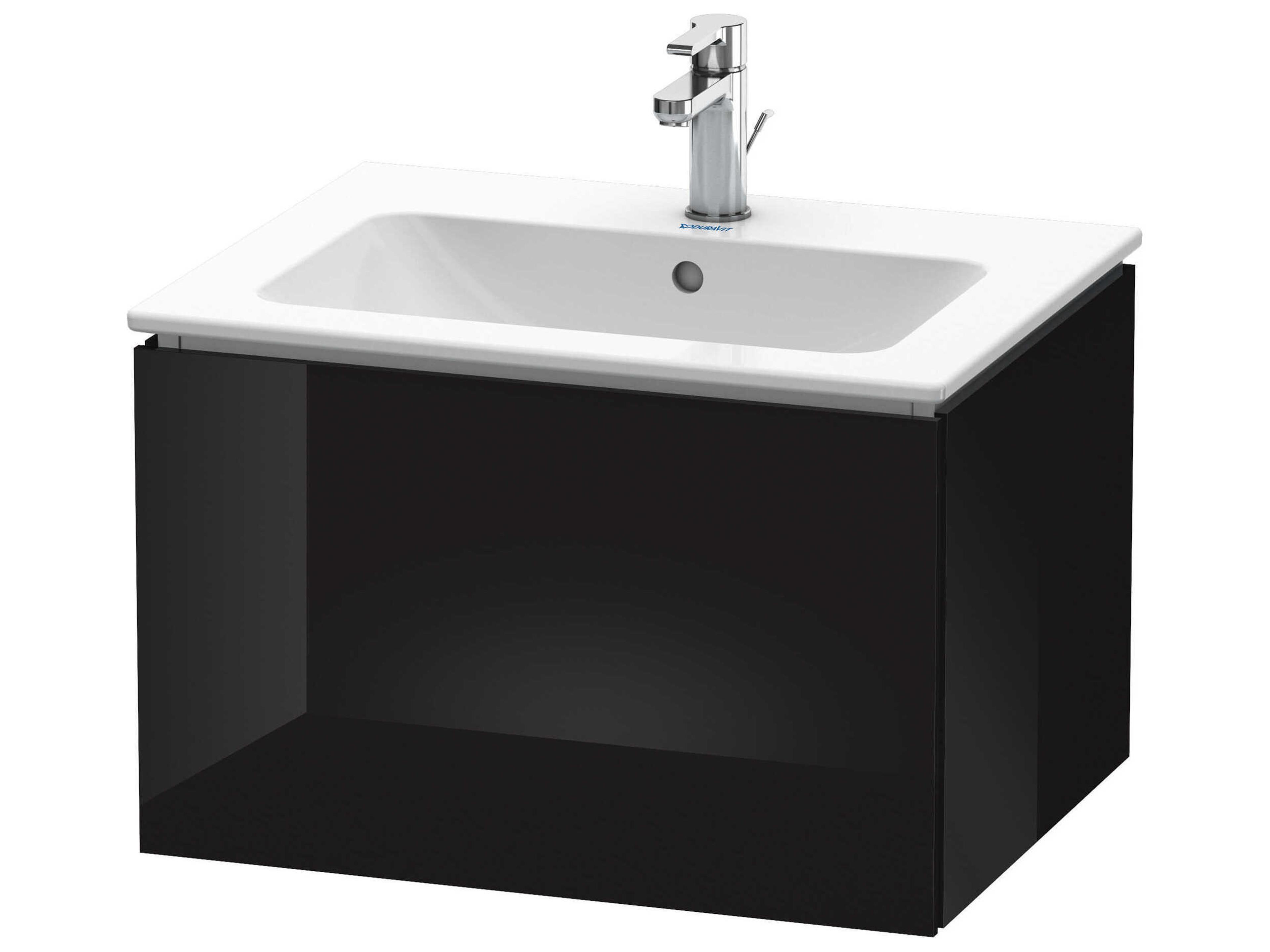 L-cube 24'' Black High Gloss Wall-Mounted Vanity Unit