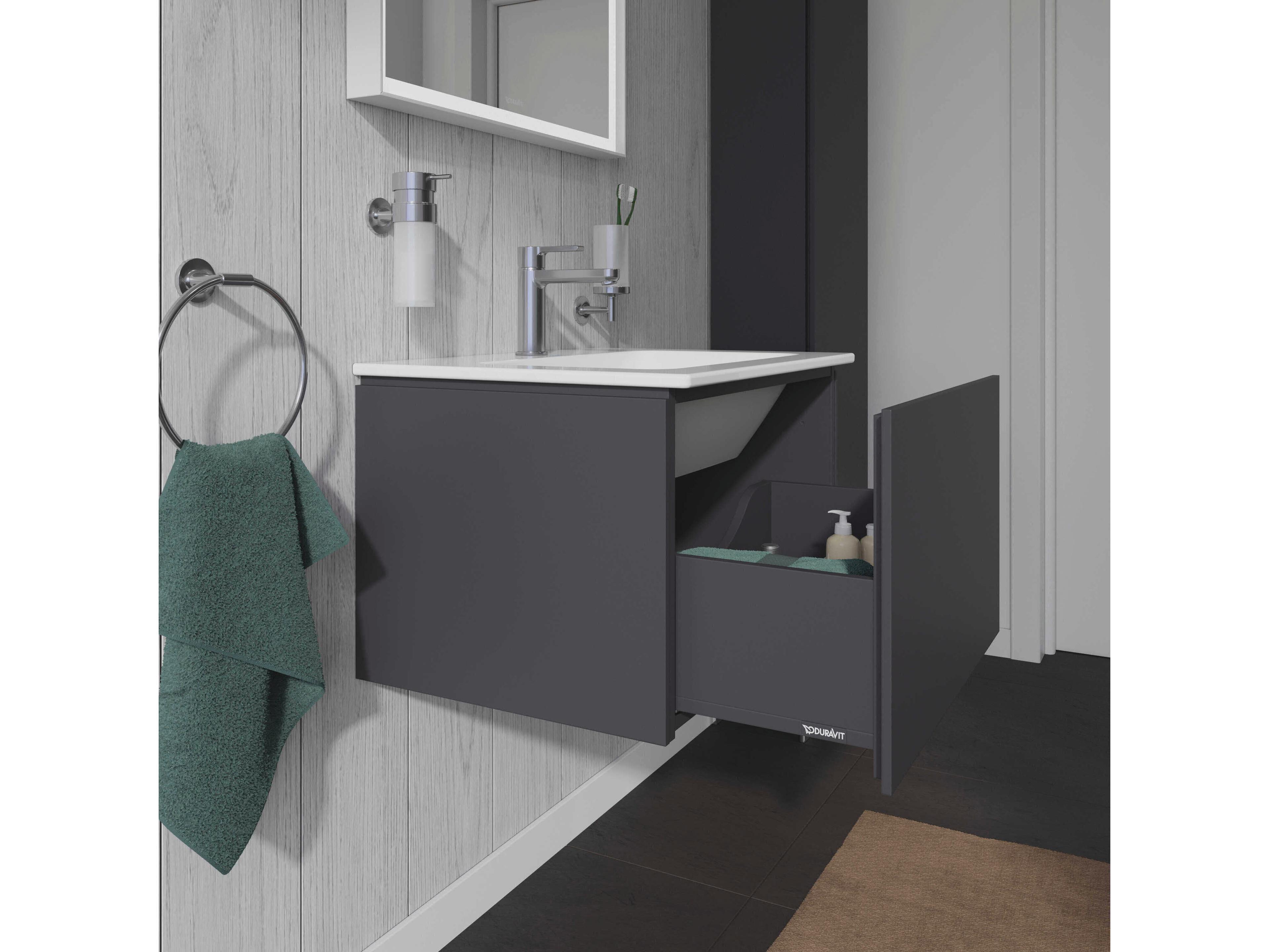 Duravit L-cube 24'' Graphite Matt Wall-Mounted Vanity Unit