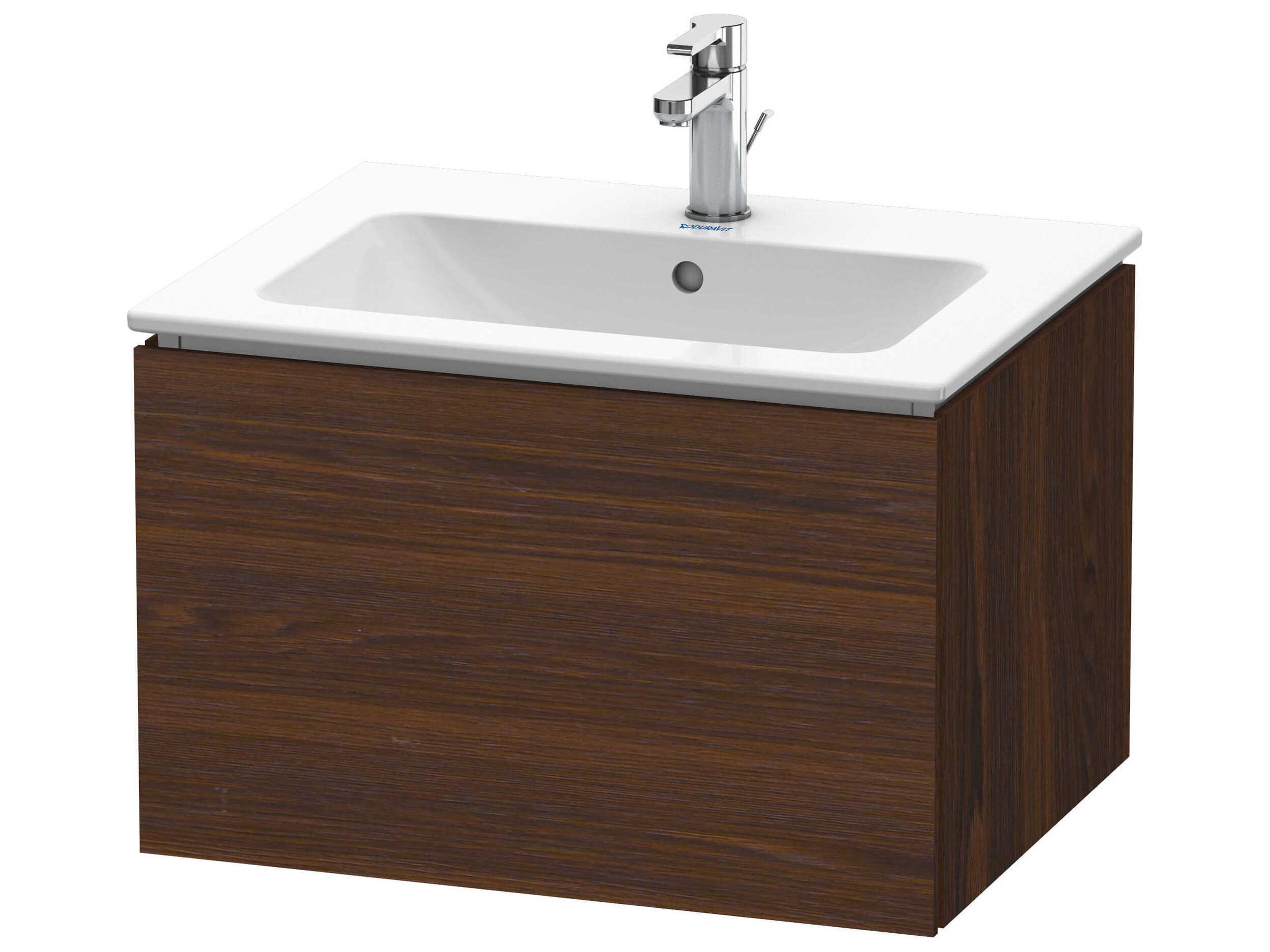 L-cube 24'' Walnut (Brushed) Matt Wall-Mounted Vanity Unit