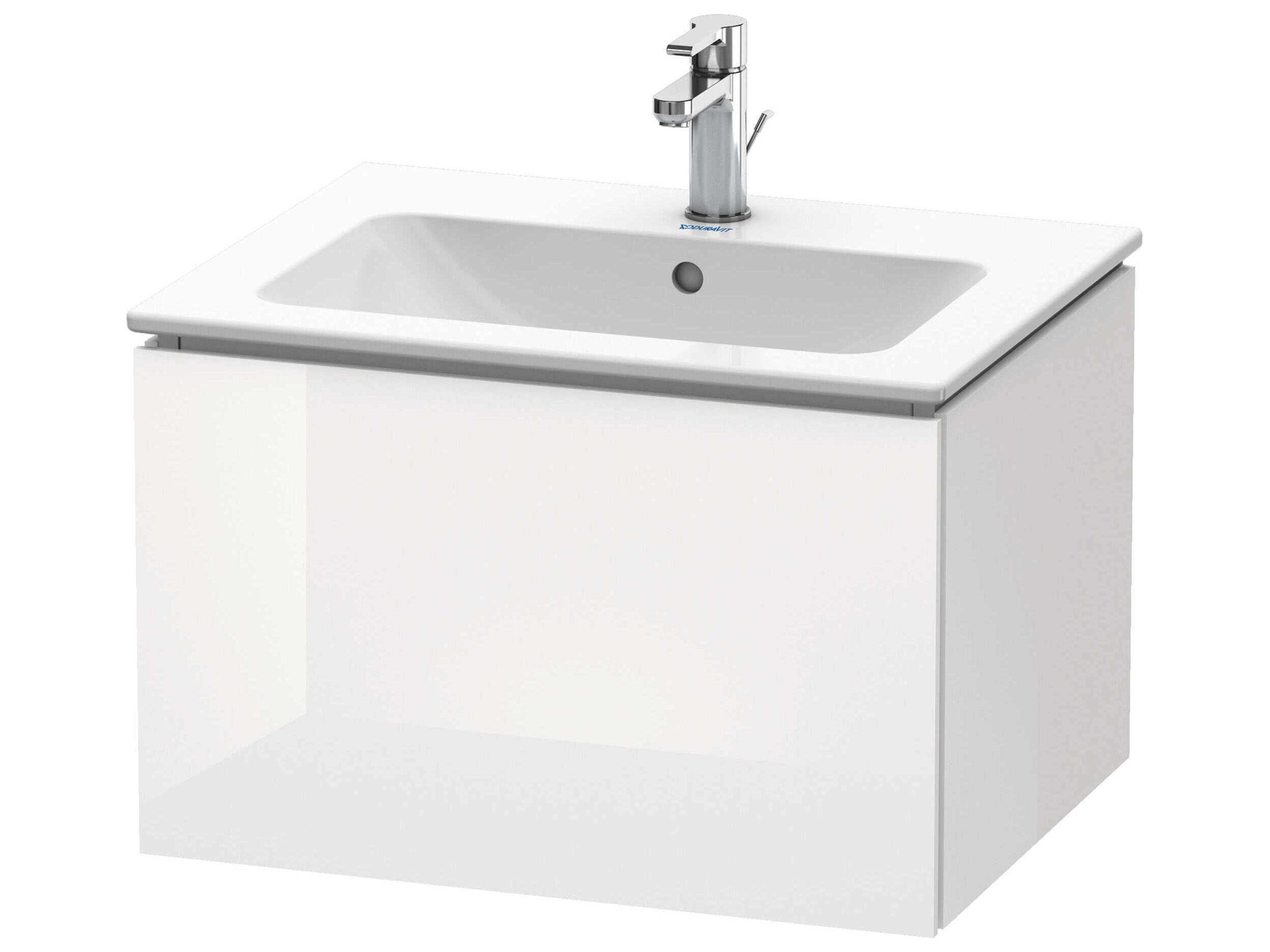 L-cube 24'' White High Gloss (Lacquer) Wall-Mounted Vanity Unit