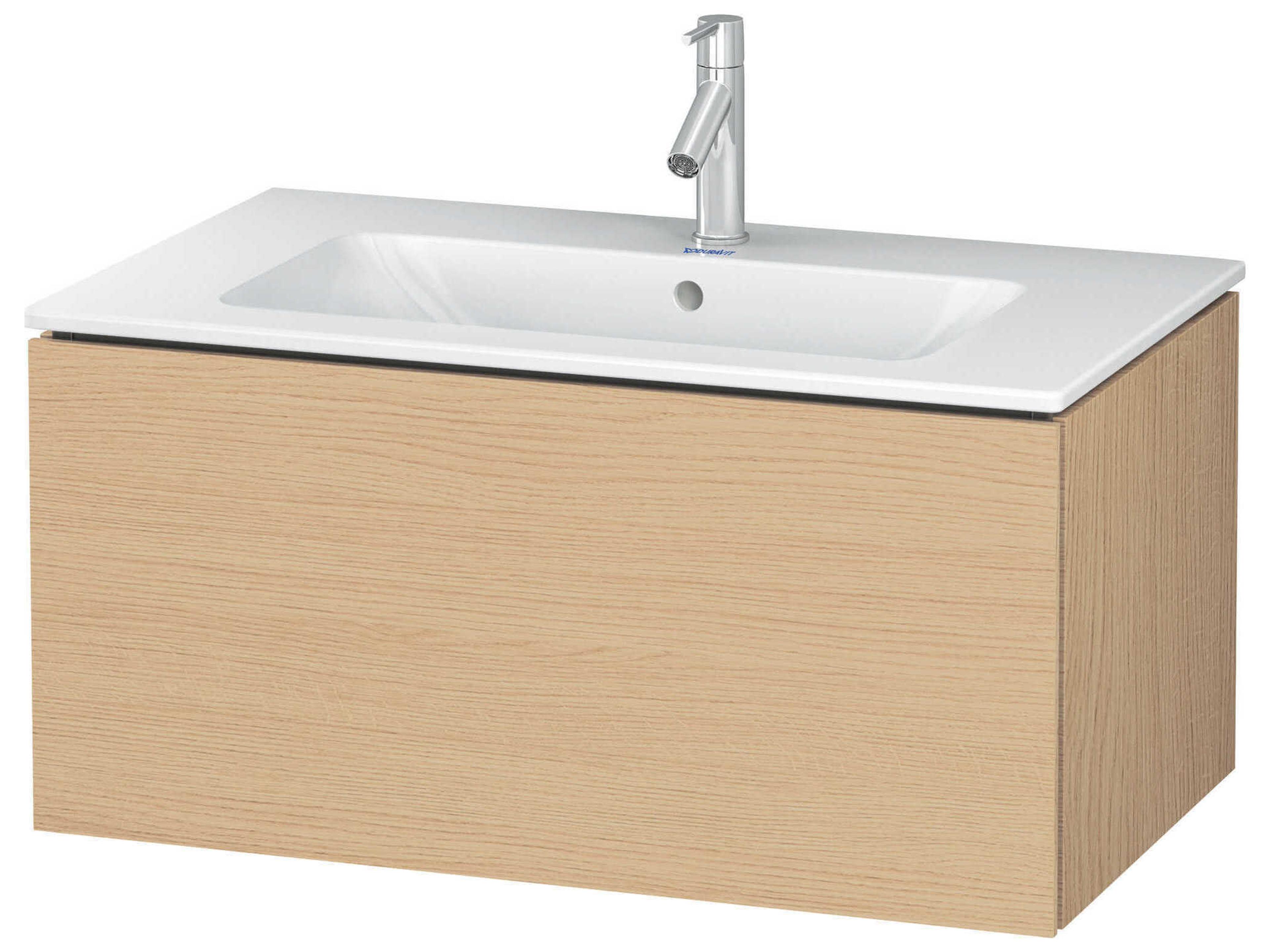 L-cube 32'' Natural Oak Matt Wall-Mounted Vanity Unit