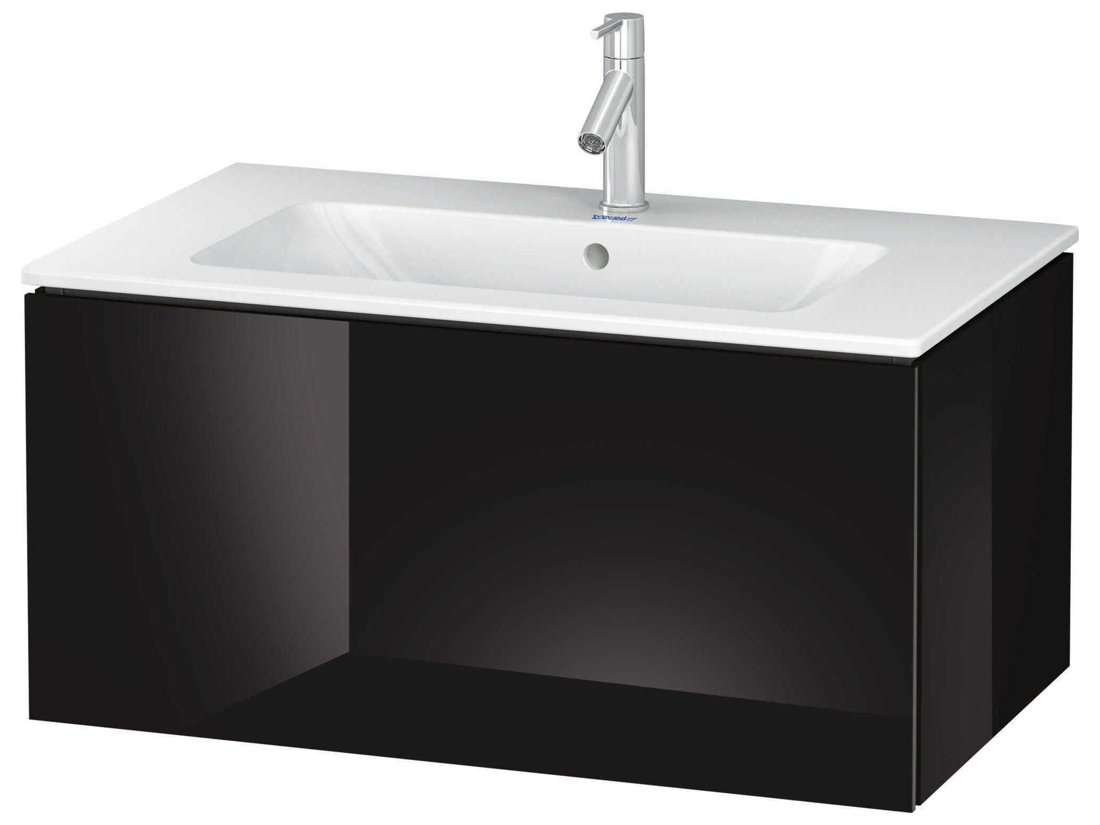L-cube 32'' Black High Gloss Wall-Mounted Vanity Unit