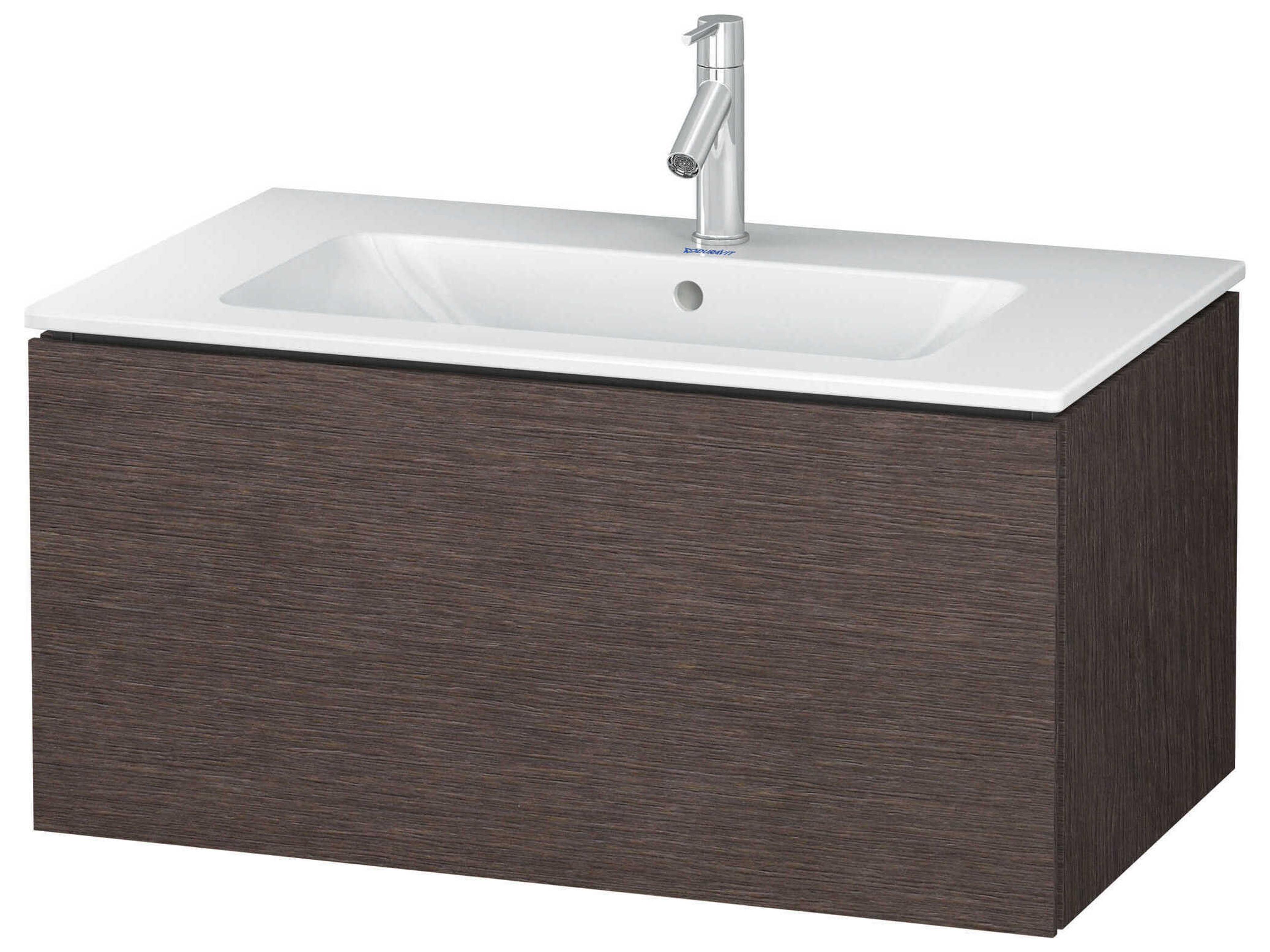 L-cube 32'' Dark Brushed Oak Matt Wall-Mounted Vanity Unit