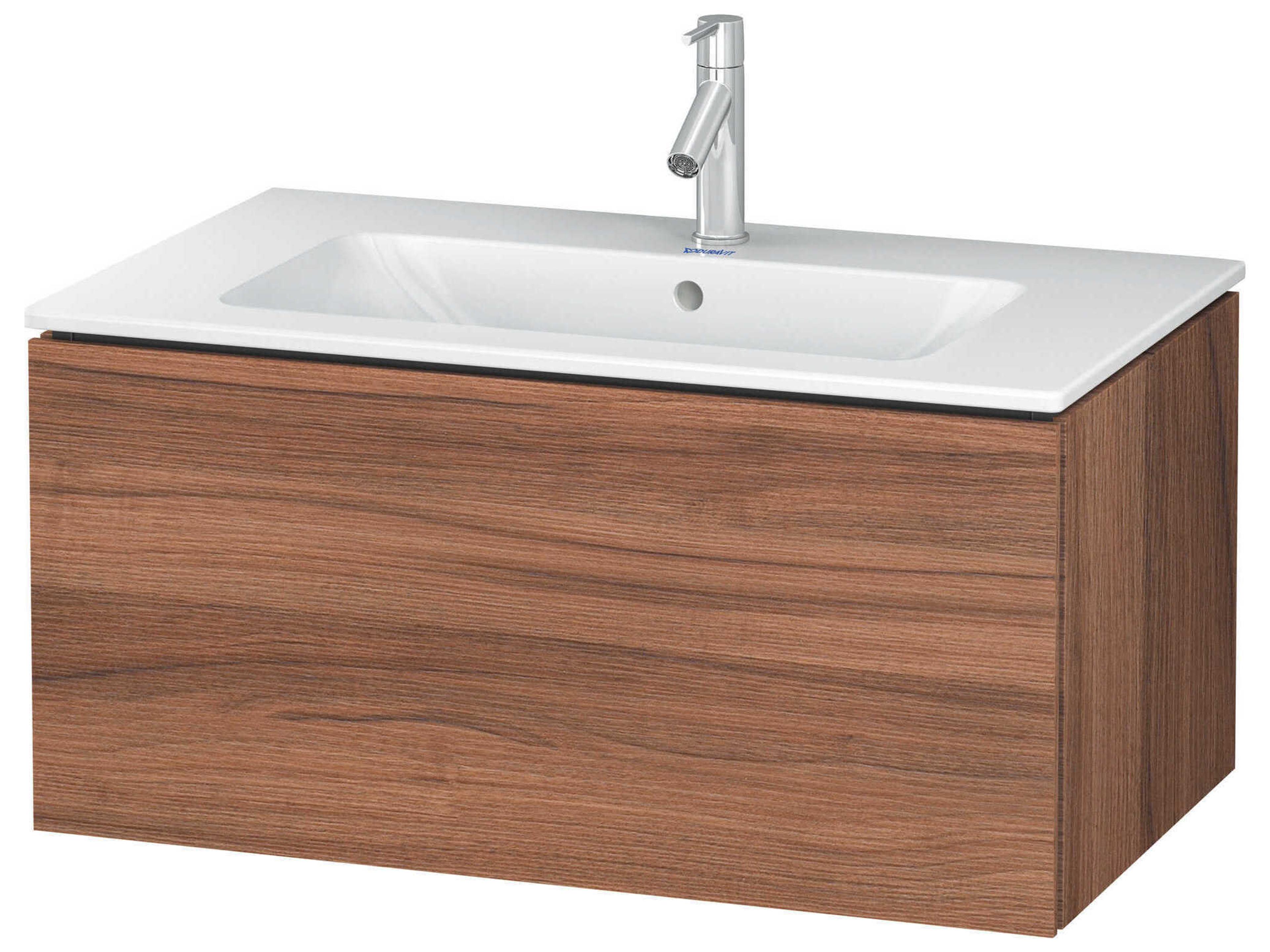 L-cube 32'' Walnut Matt Wall-Mounted Vanity Unit