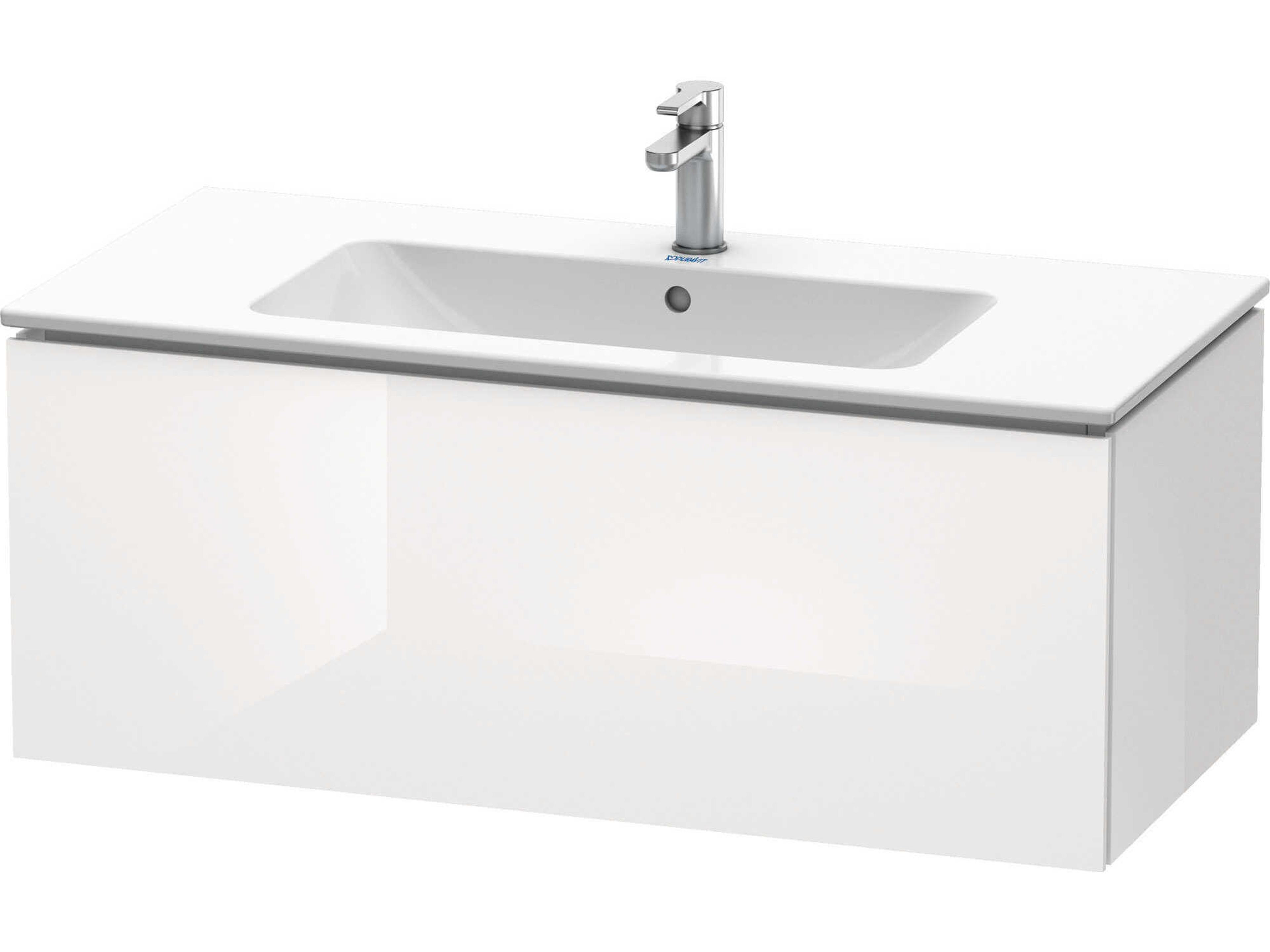 L-cube 40'' White High Gloss Wall-Mounted Vanity Unit