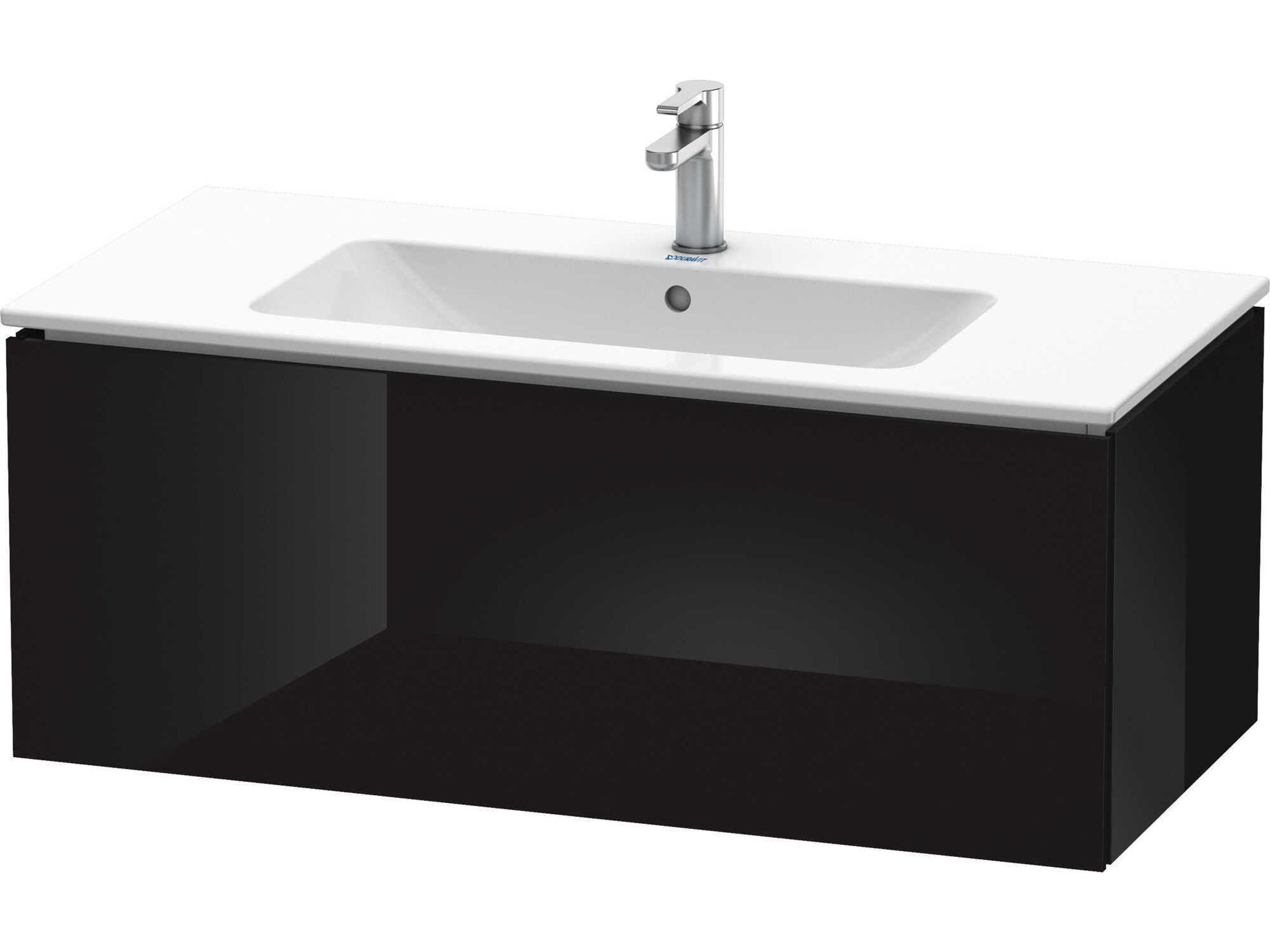 L-cube 40'' Black High Gloss Wall-Mounted Vanity Unit