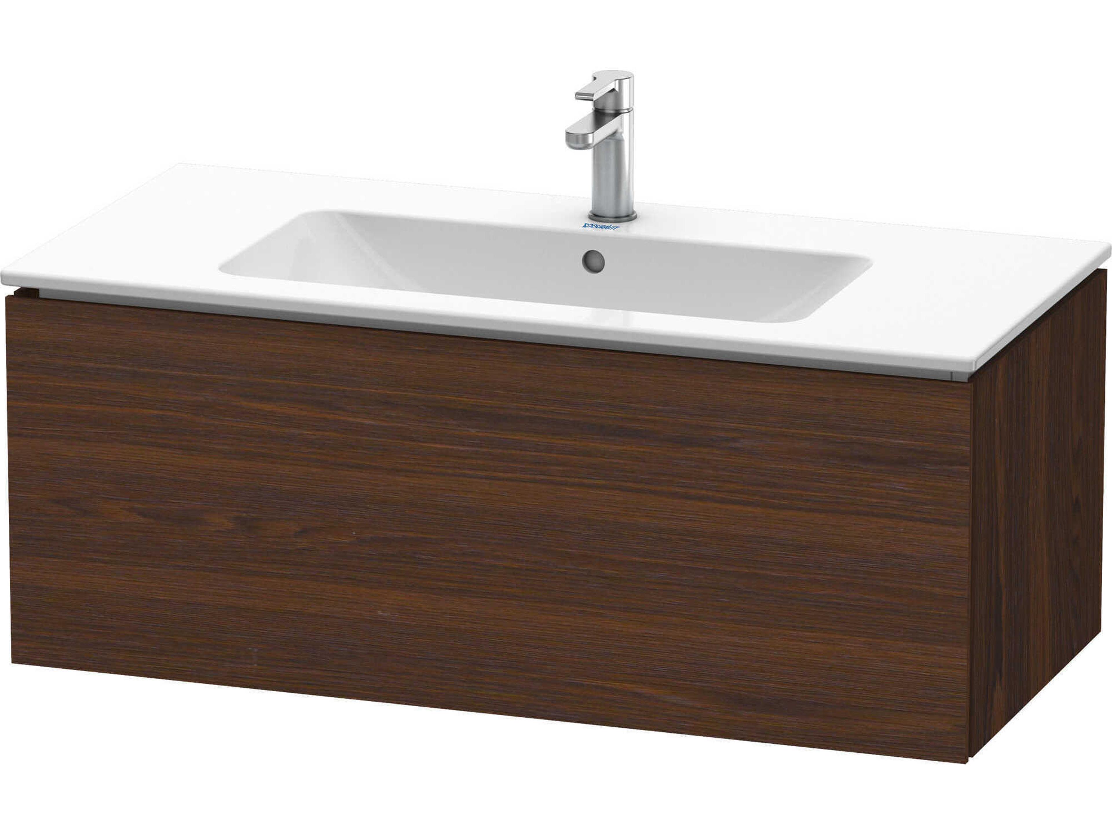 L-cube 40'' Walnut (Brushed) Matt Wall-Mounted Vanity Unit