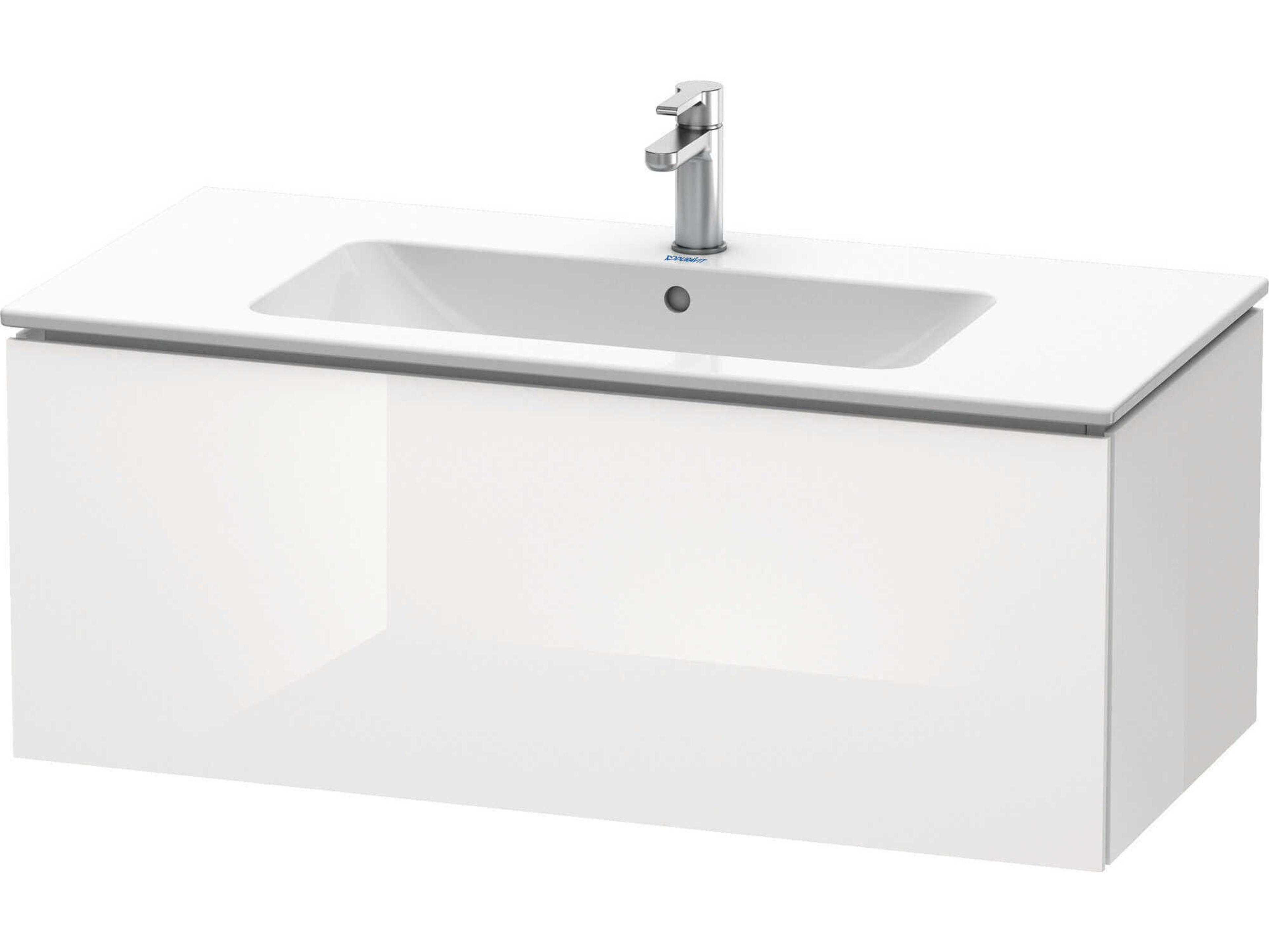 L-cube 40'' White High Gloss (Lacquer) Wall-Mounted Vanity Unit