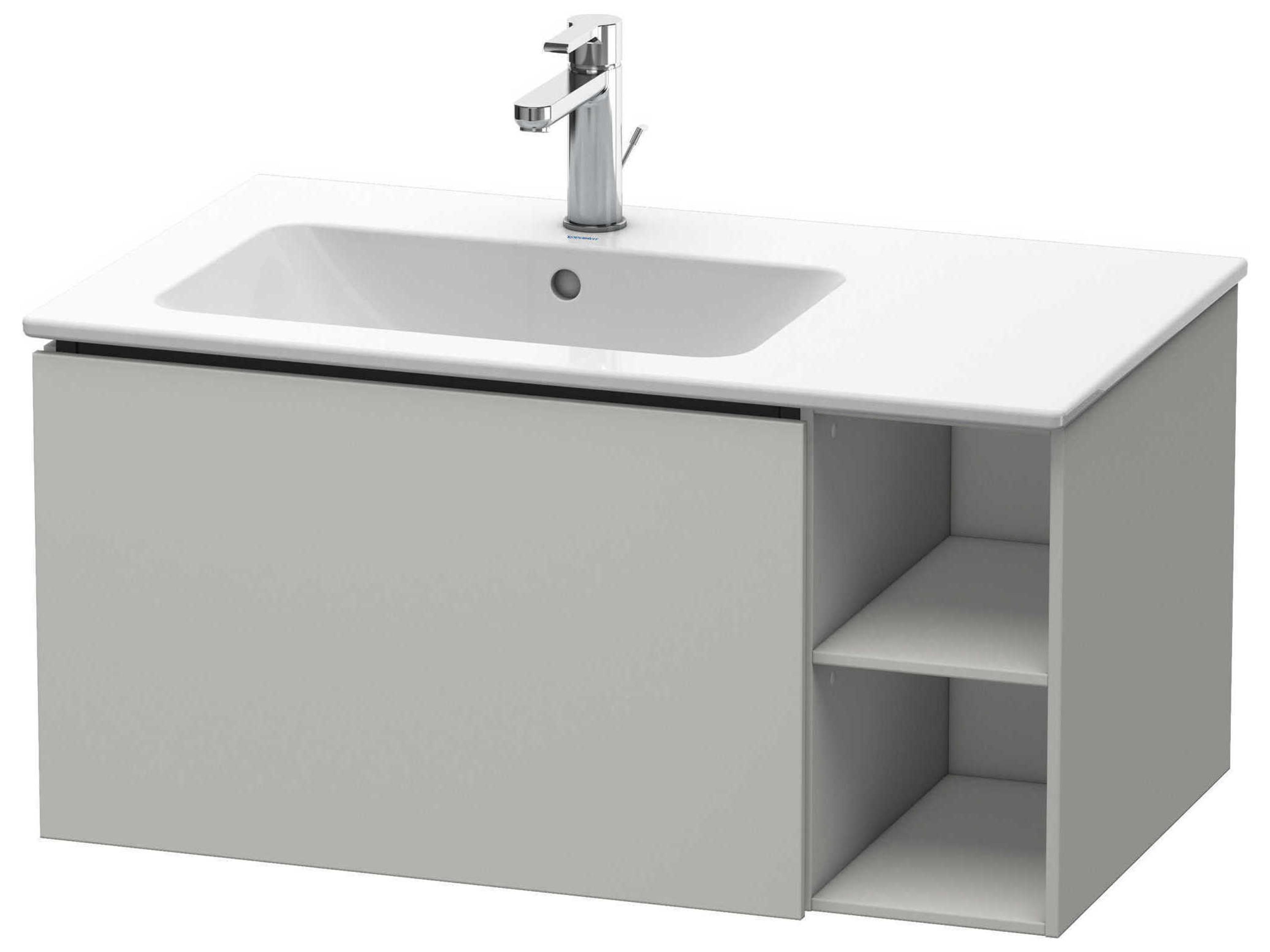 L-cube 32'' Concrete Gray Matt Wall-Mounted Vanity Unit (2 Right Side Open Compartments)