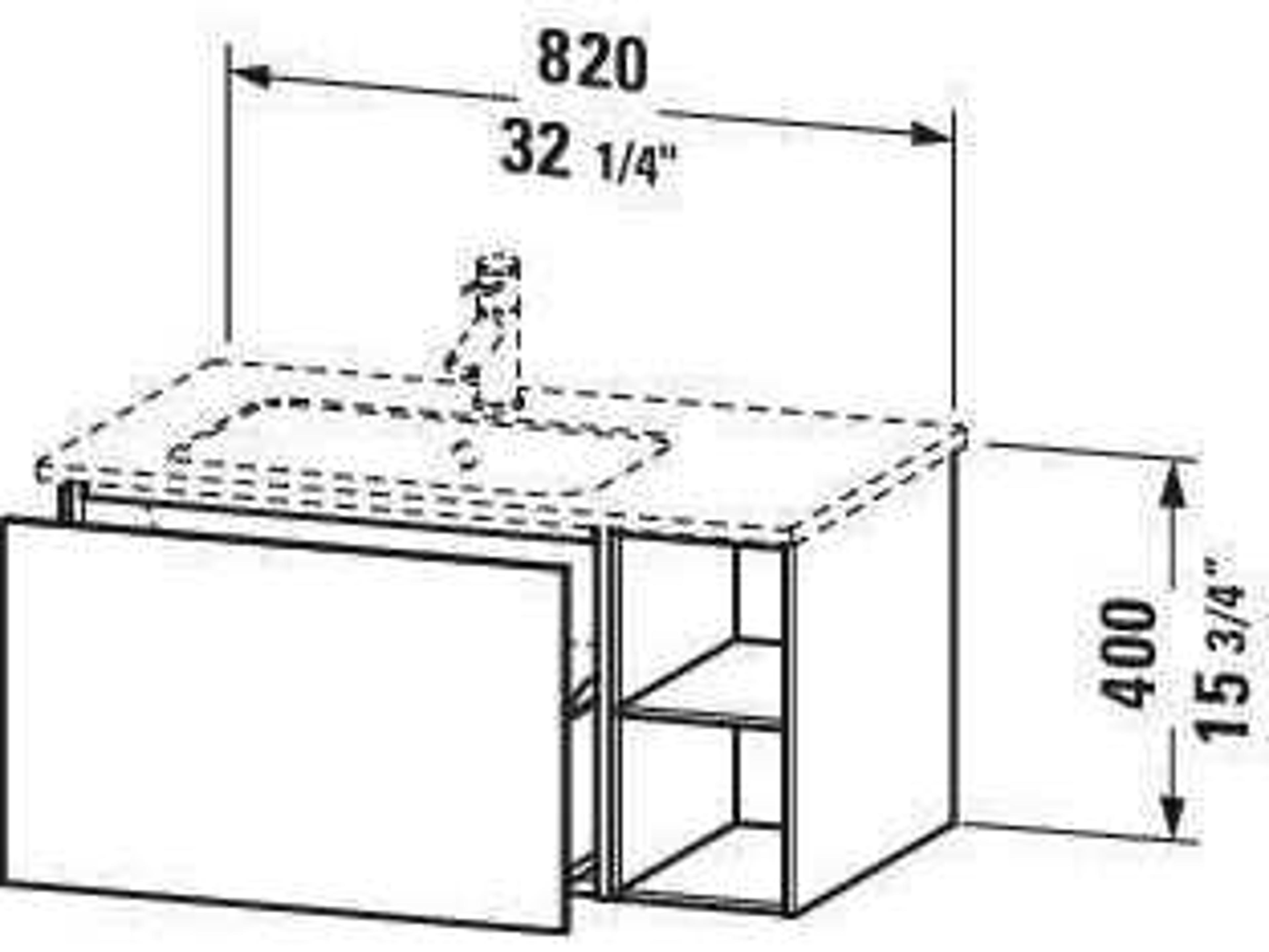 Duravit L-cube 32'' Walnut (Brushed) Matt Wall-Mounted Vanity Unit (2 Right Side Open Compartments)