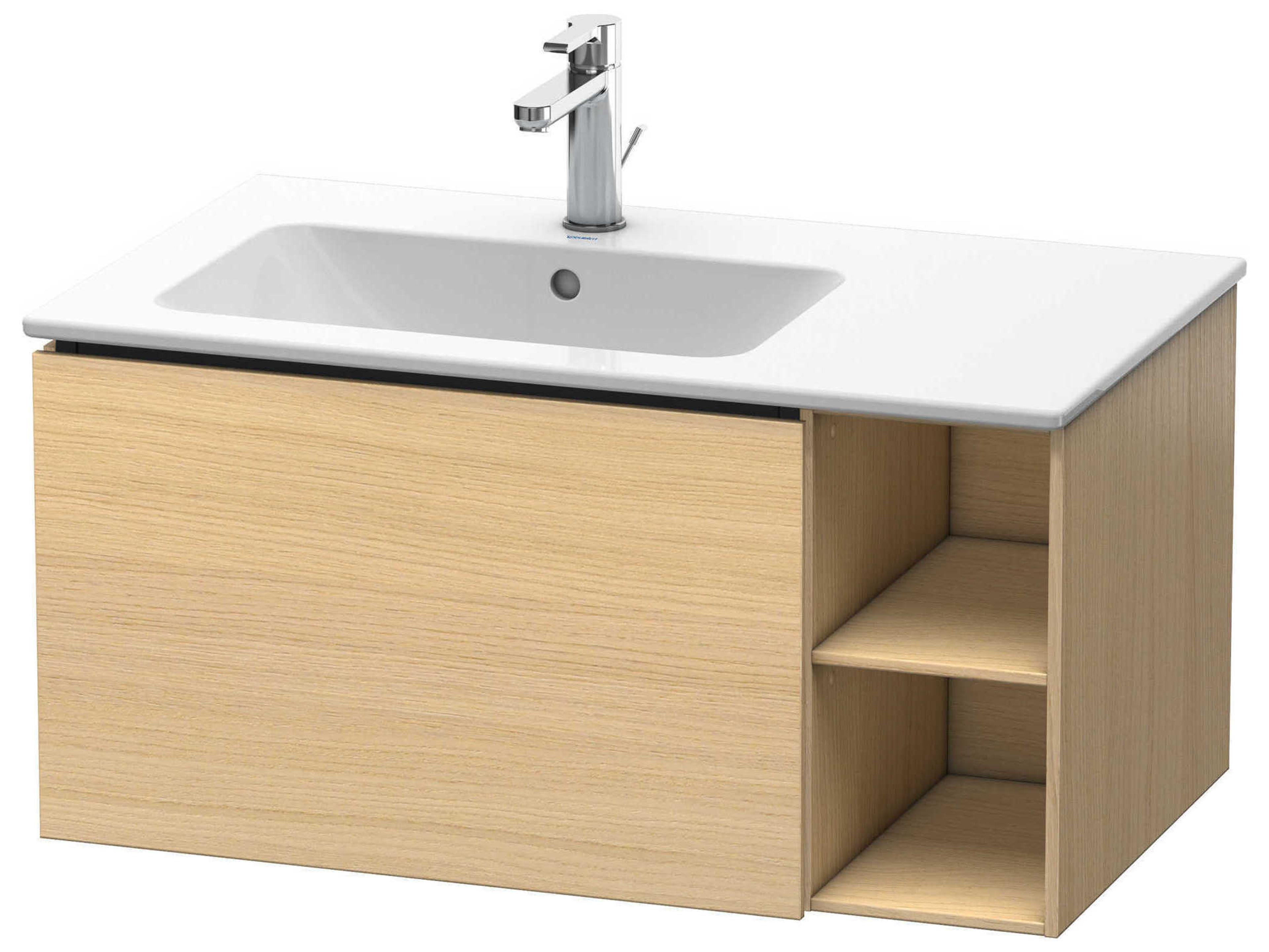 L-cube 32'' Mediterranean Oak Matt Wall-Mounted Vanity Unit (2 Right Side Open Compartments)