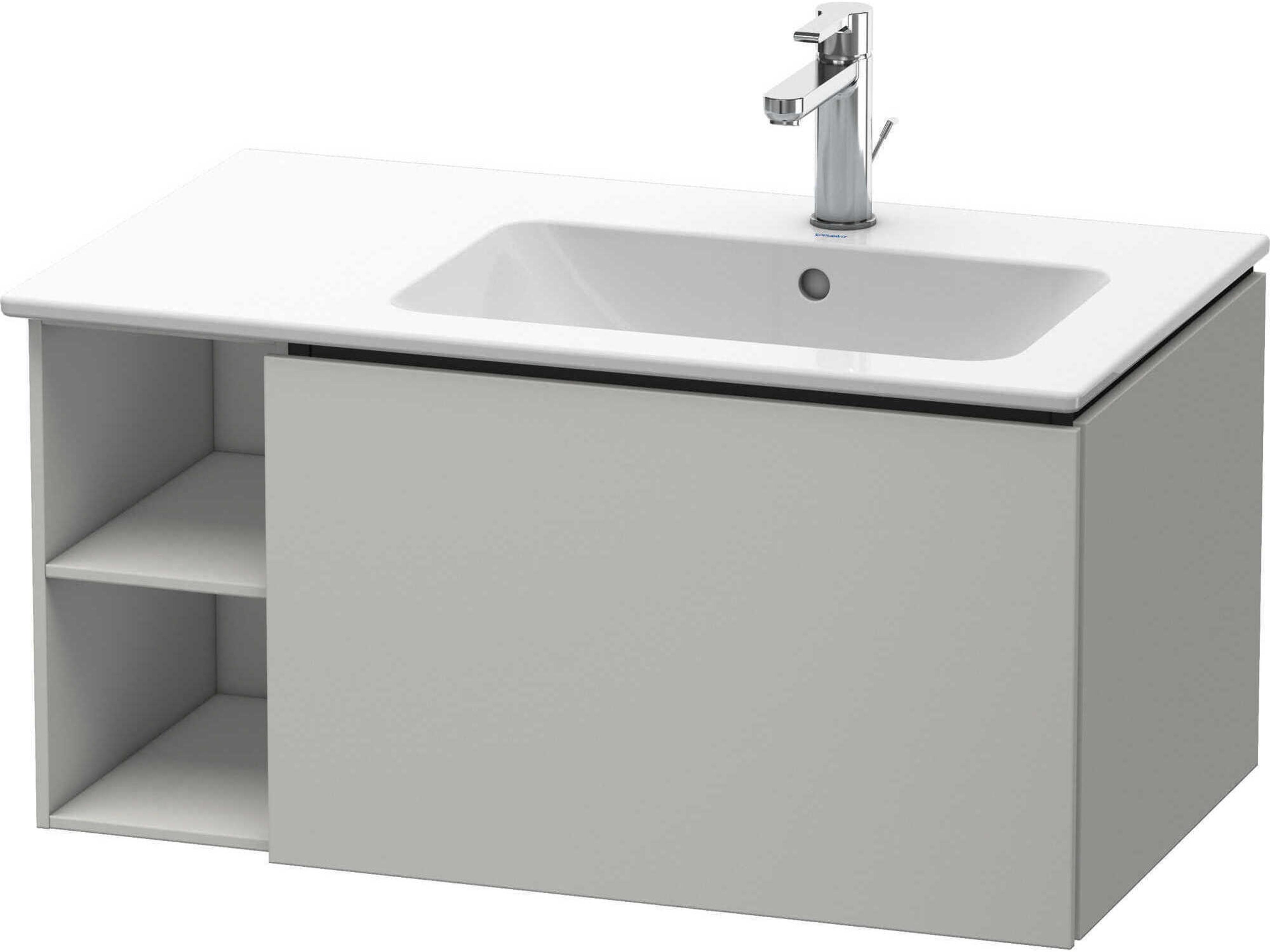 L-cube 32'' Concrete Gray Matt Wall-Mounted Vanity Unit (2 Left Side Open Compartments)