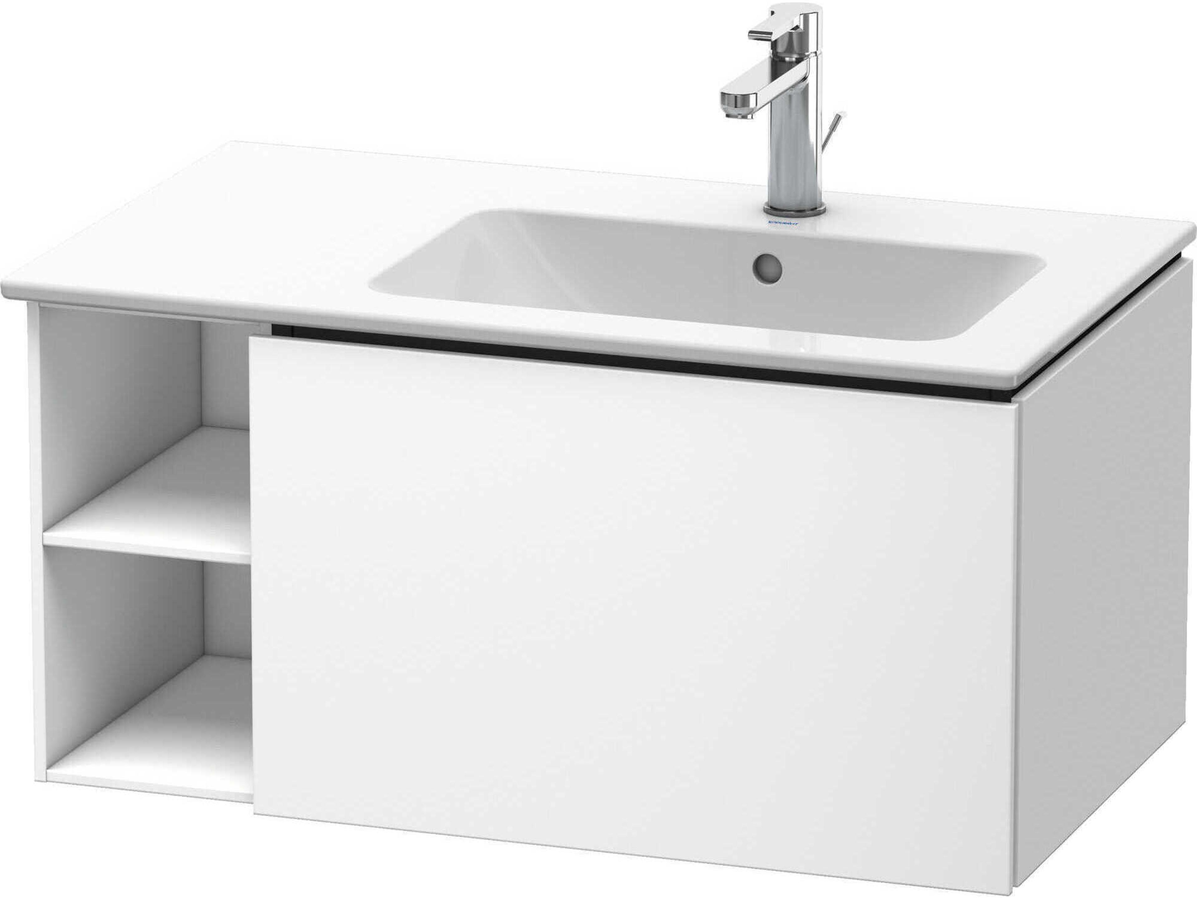 L-cube 32'' White Matt Wall-Mounted Vanity Unit (2 Left Side Open Compartments)