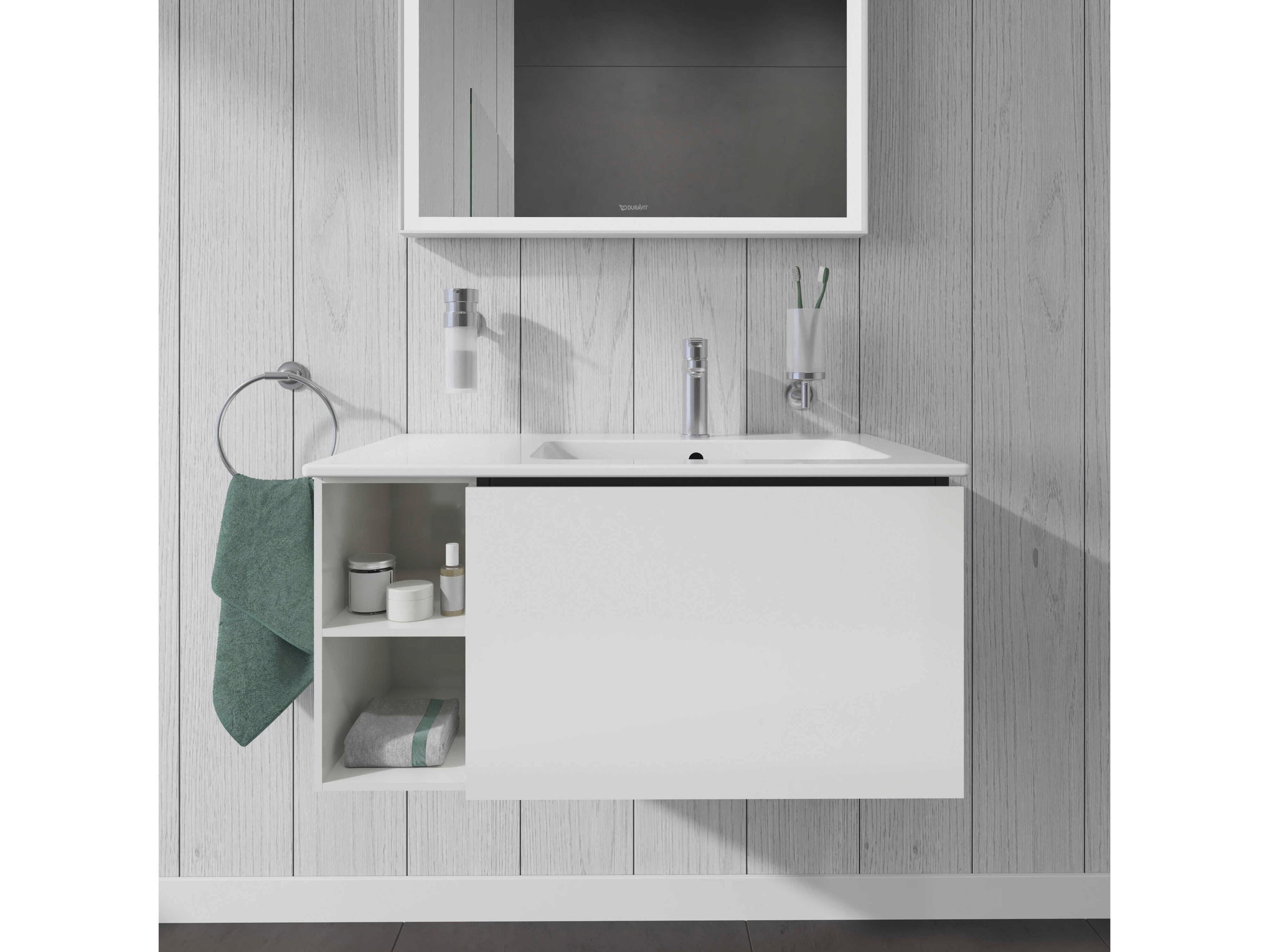 Duravit L-cube 32'' White High Gloss Wall-Mounted Vanity Unit (2 Left Side Open Compartments)