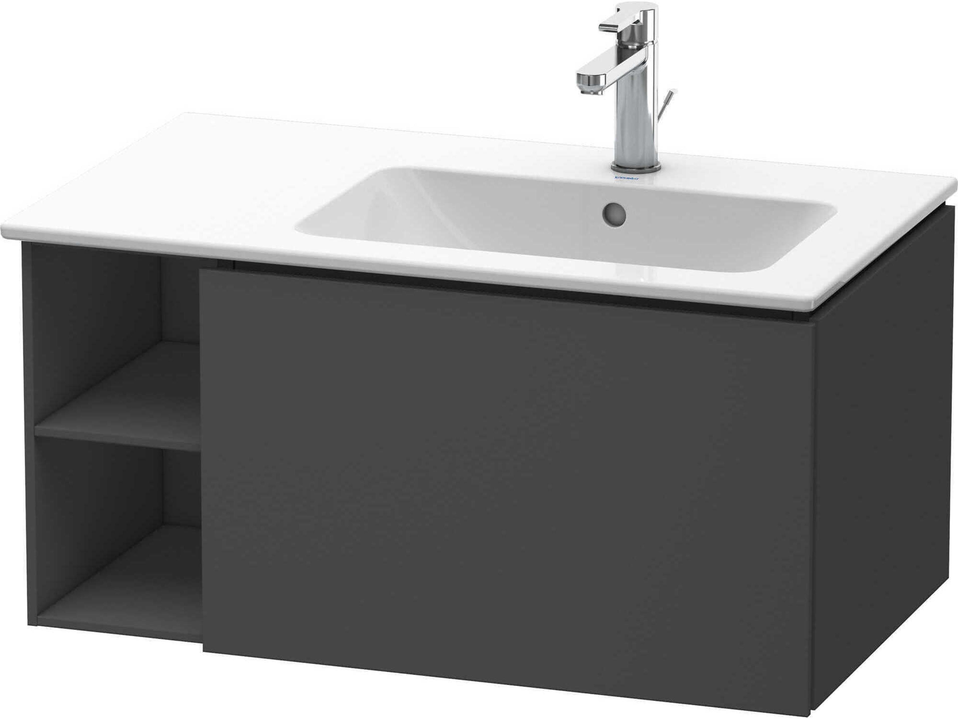 L-cube 32'' Graphite Matt Wall-Mounted Vanity Unit (2 Left Side Open Compartments)