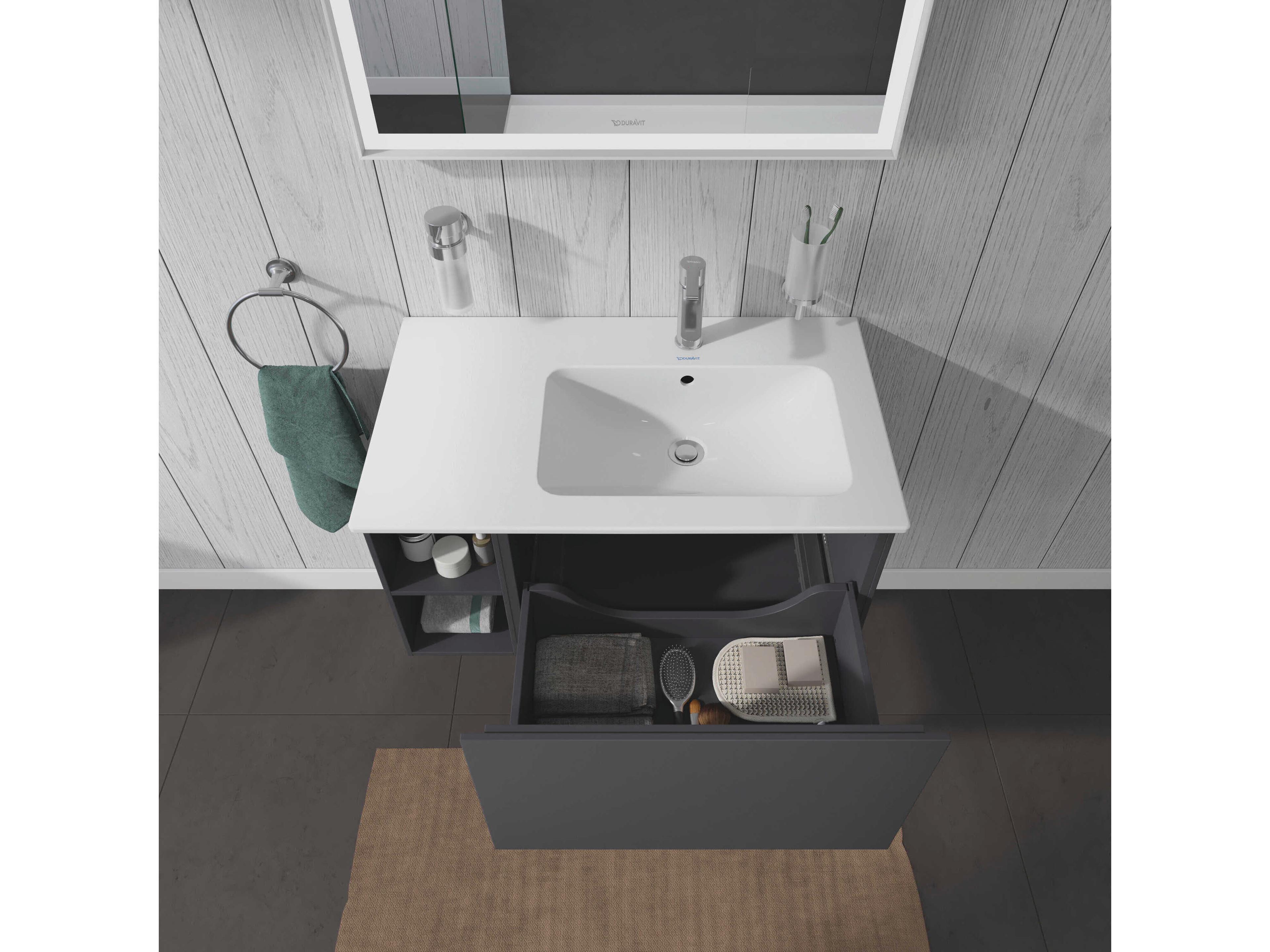 Duravit L-cube 32'' Graphite Matt Wall-Mounted Vanity Unit (2 Left Side Open Compartments)