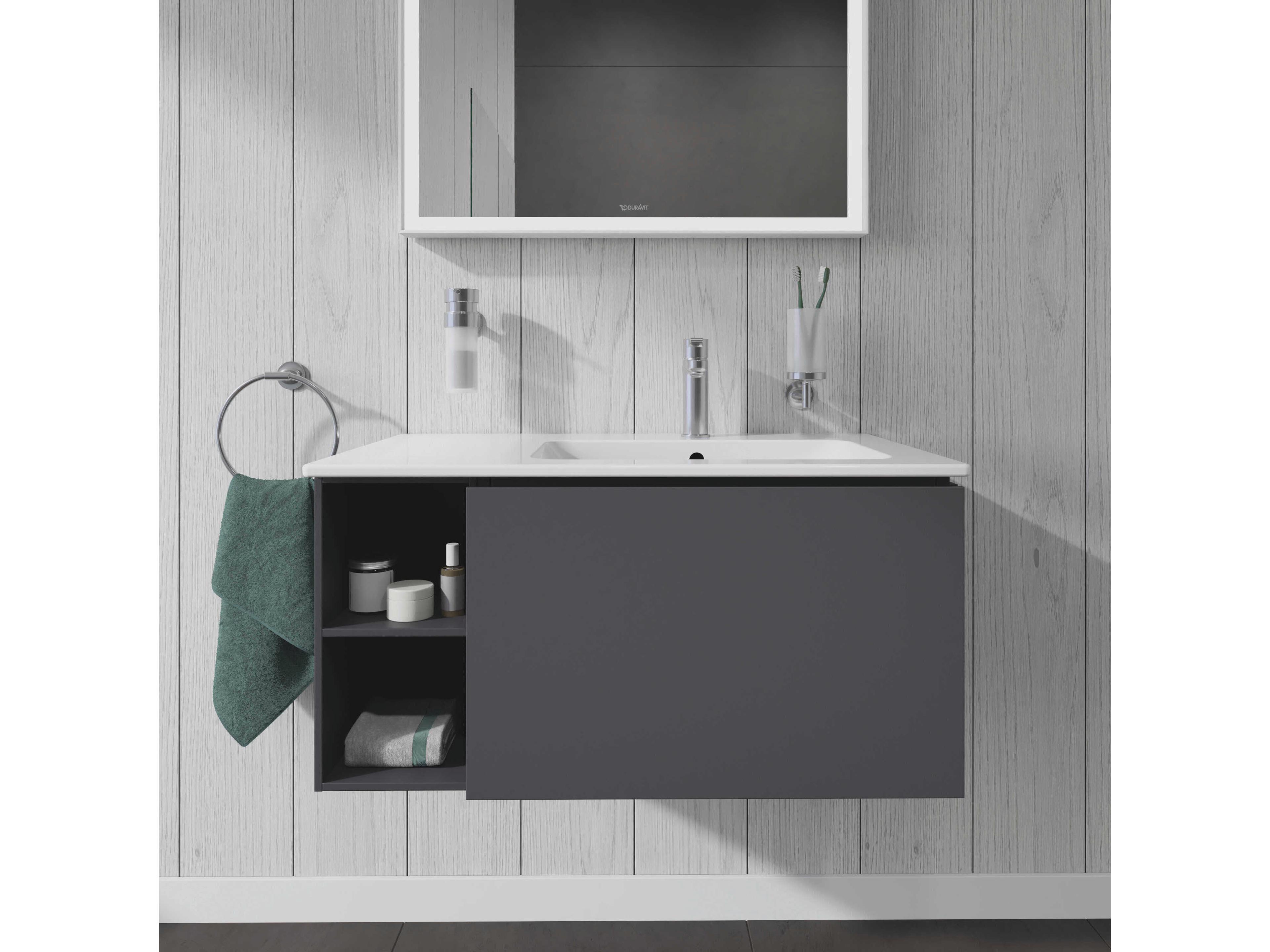 Duravit L-cube 32'' Graphite Matt Wall-Mounted Vanity Unit (2 Left Side Open Compartments)